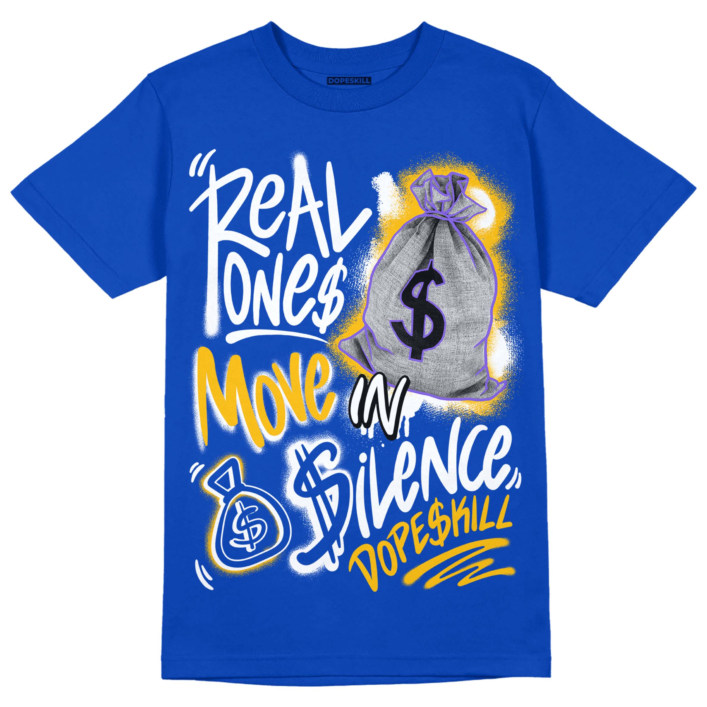 Royal Blue Collection DopeSkill Royal Blue T-shirt Real Ones Move In Silence Graphic