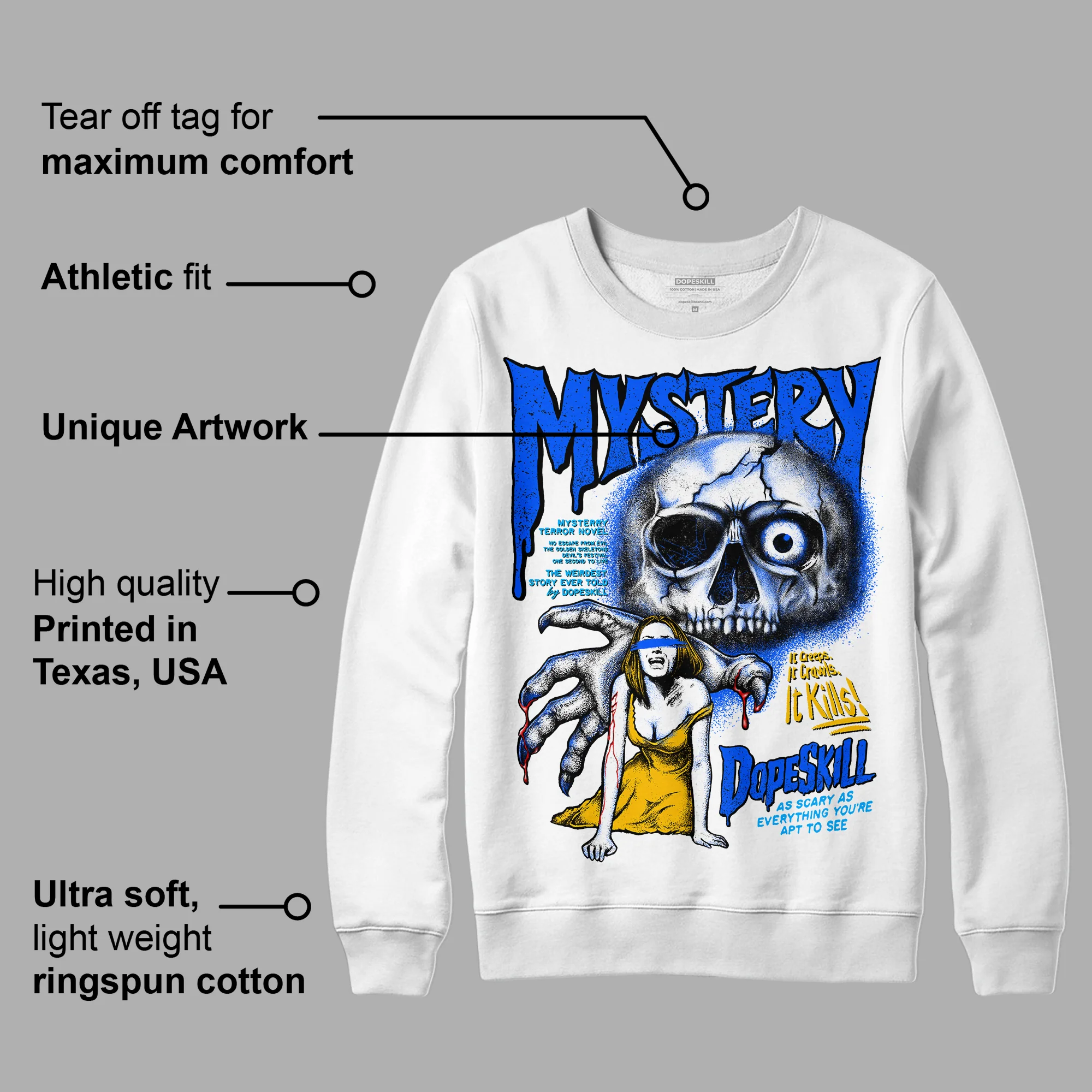 Royal Blue Collection DopeSkill Sweatshirt Mystery Ghostly Grasp Graphic - Image 3