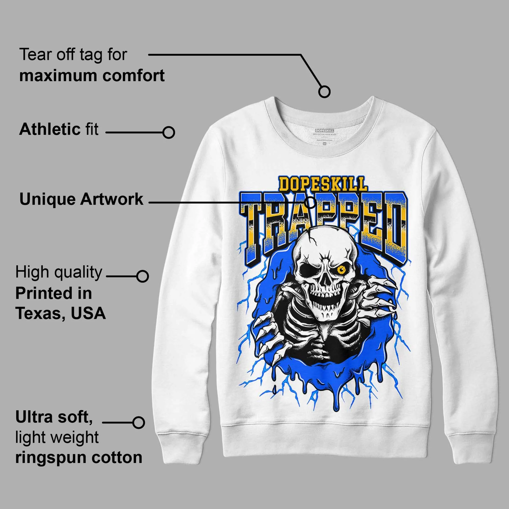 Royal Blue Collection DopeSkill Sweatshirt Trapped Halloween Graphic - Image 3