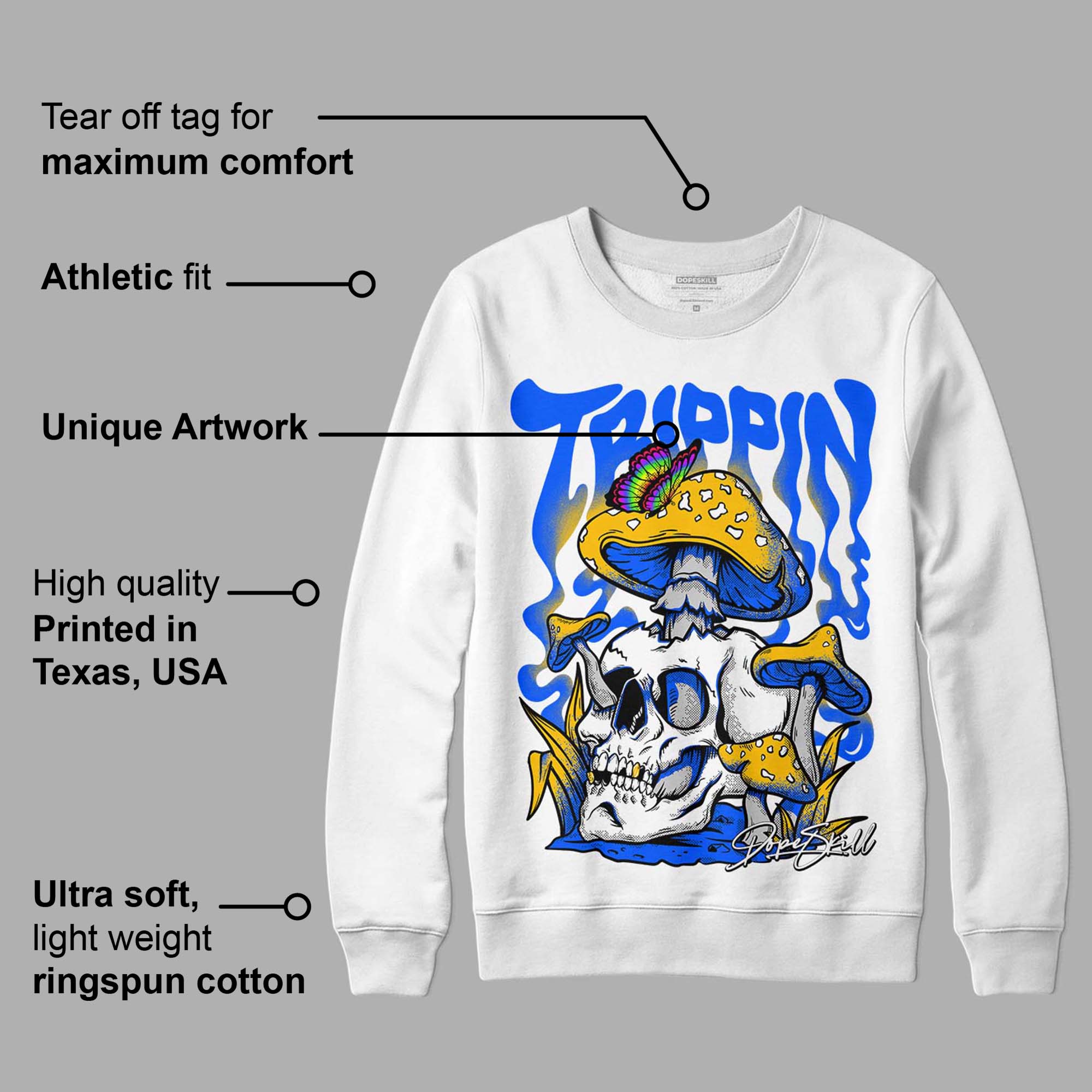 Royal Blue Collection DopeSkill Sweatshirt Trippin Graphic - Image 3