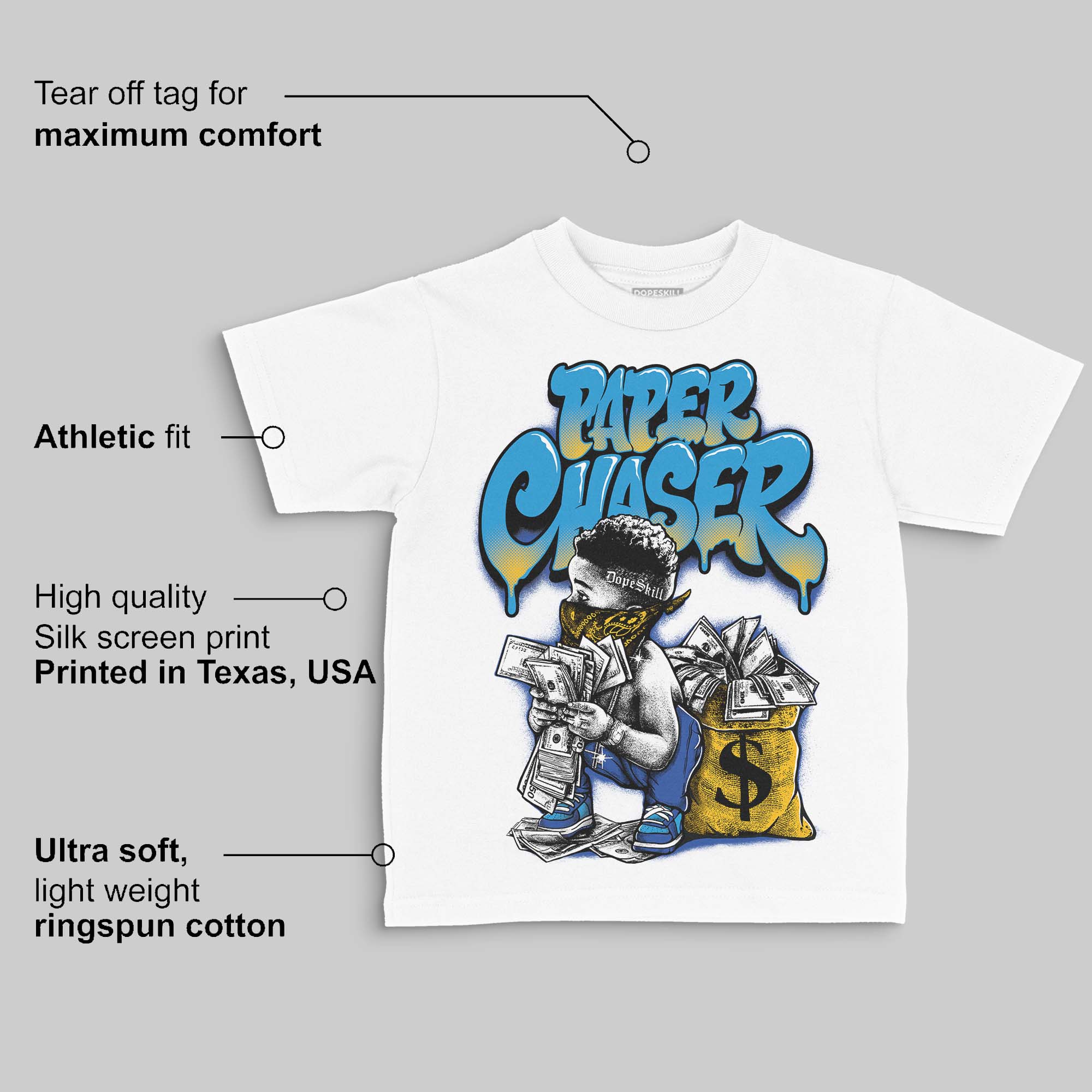 Royal Blue 'Paper Chaser Boy' DopeSkill Graphic Toddler Kids T-shirt - Image 3