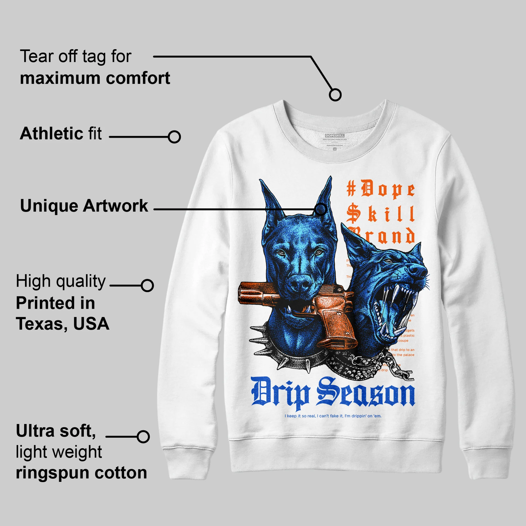 Royal Blue 'New Drip Season' DopeSkill Graphic Sweatshirt - Image 3