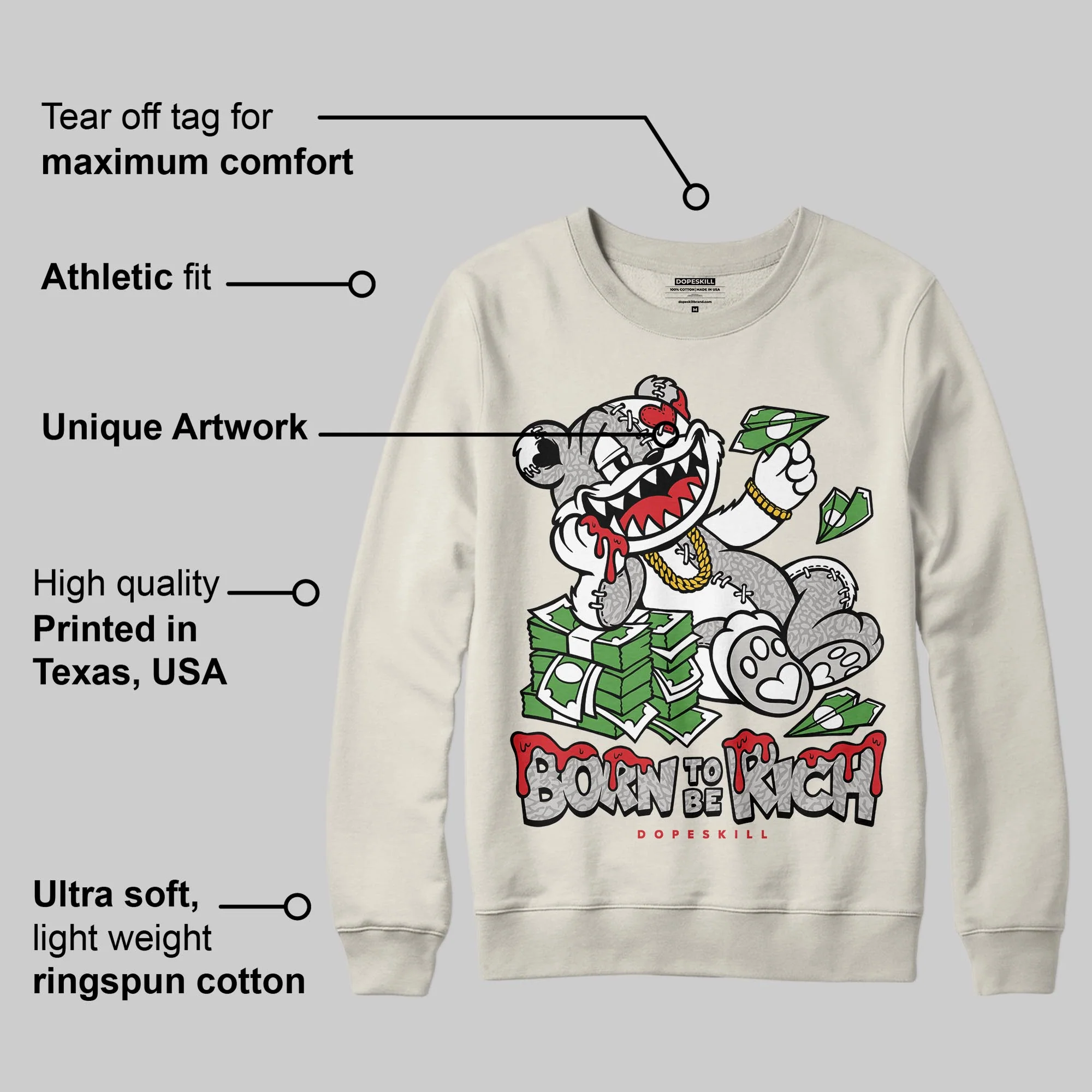Sail 1s OG DopeSkill Sweatshirt Born To Be Rich Graphic - Image 2