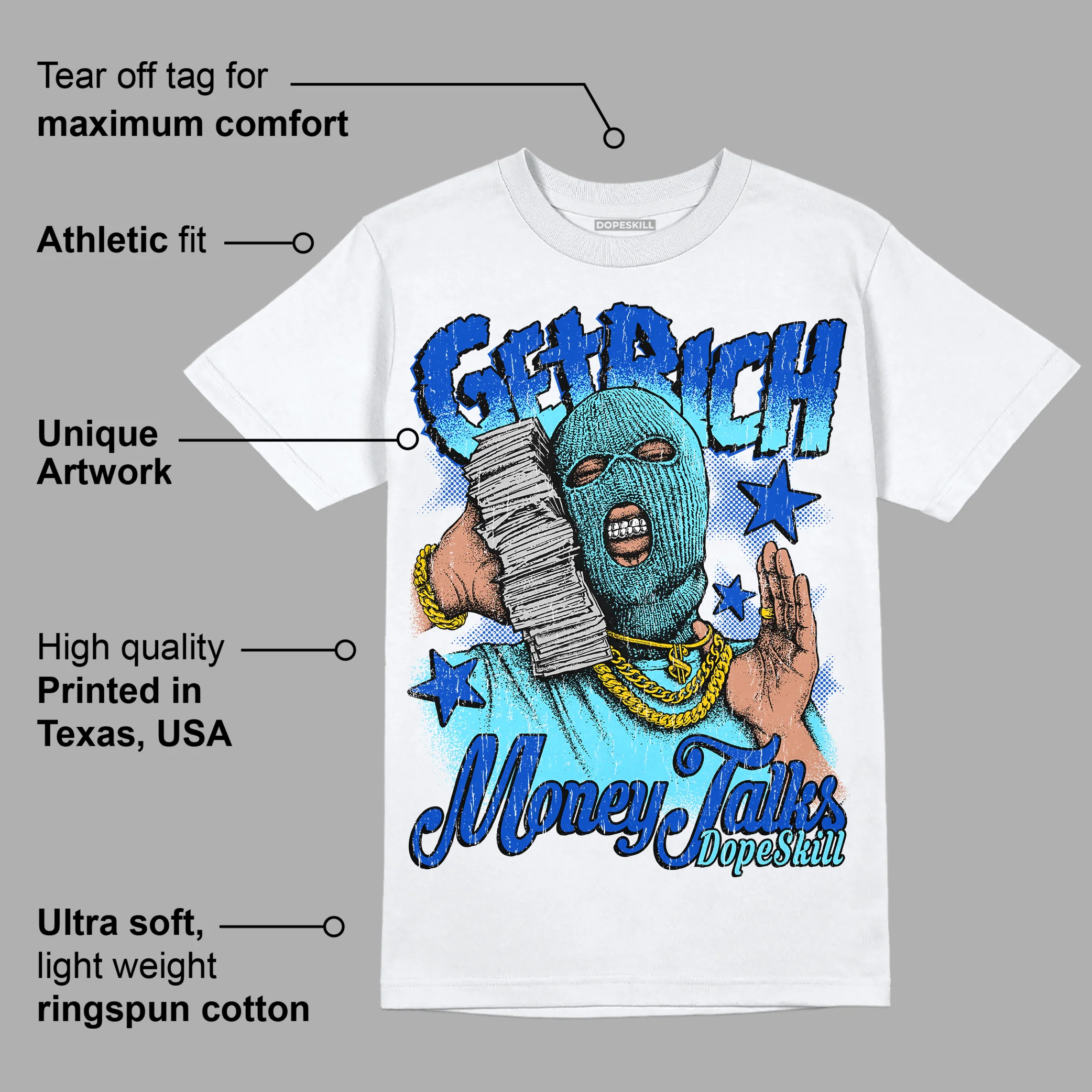 SB Dunk Argon DopeSkill T-Shirt Get Rich Graphic - Image 3