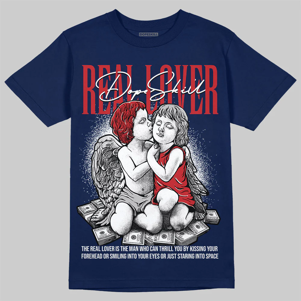 Summit White Navy 4s DopeSkill T-Shirt Real Lover Graphic - Image 3