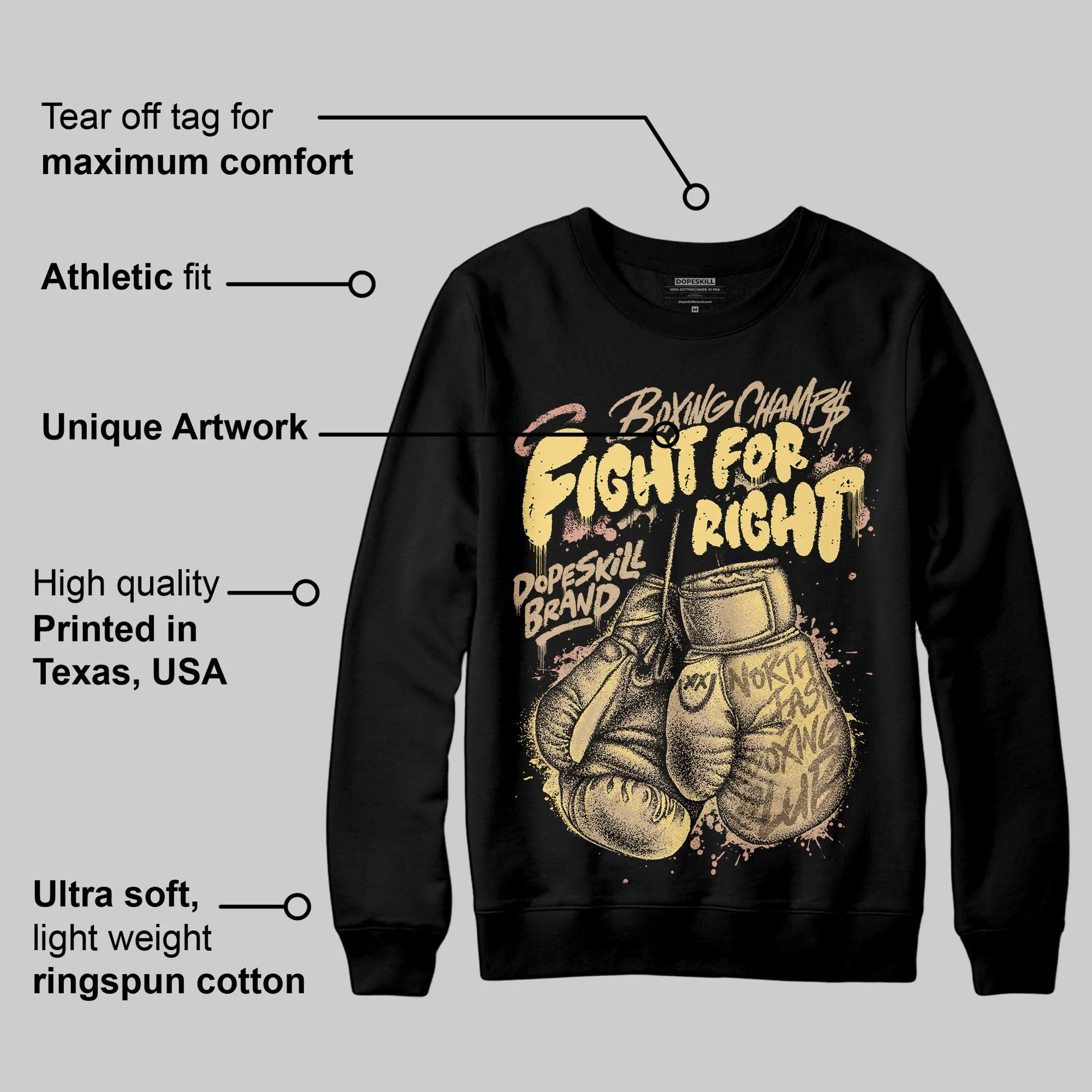 TAN Collection DopeSkill Sweatshirt Fight For Right Graphic - Image 3