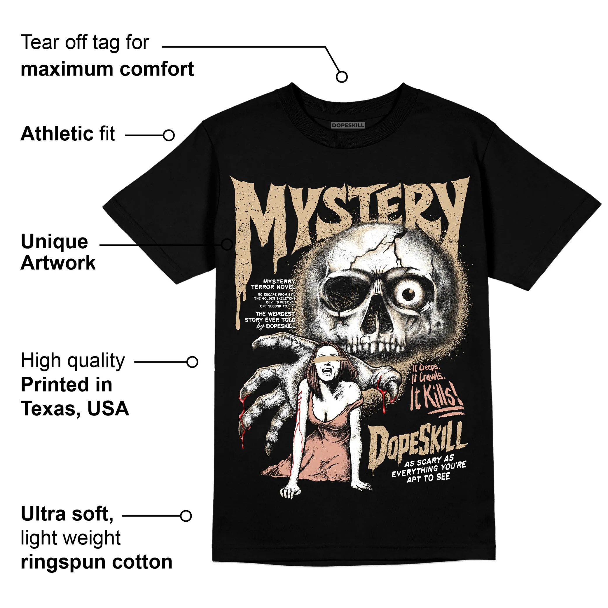 TAN Collection DopeSkill T-Shirt Mystery Ghostly Grasp Graphic - Image 3