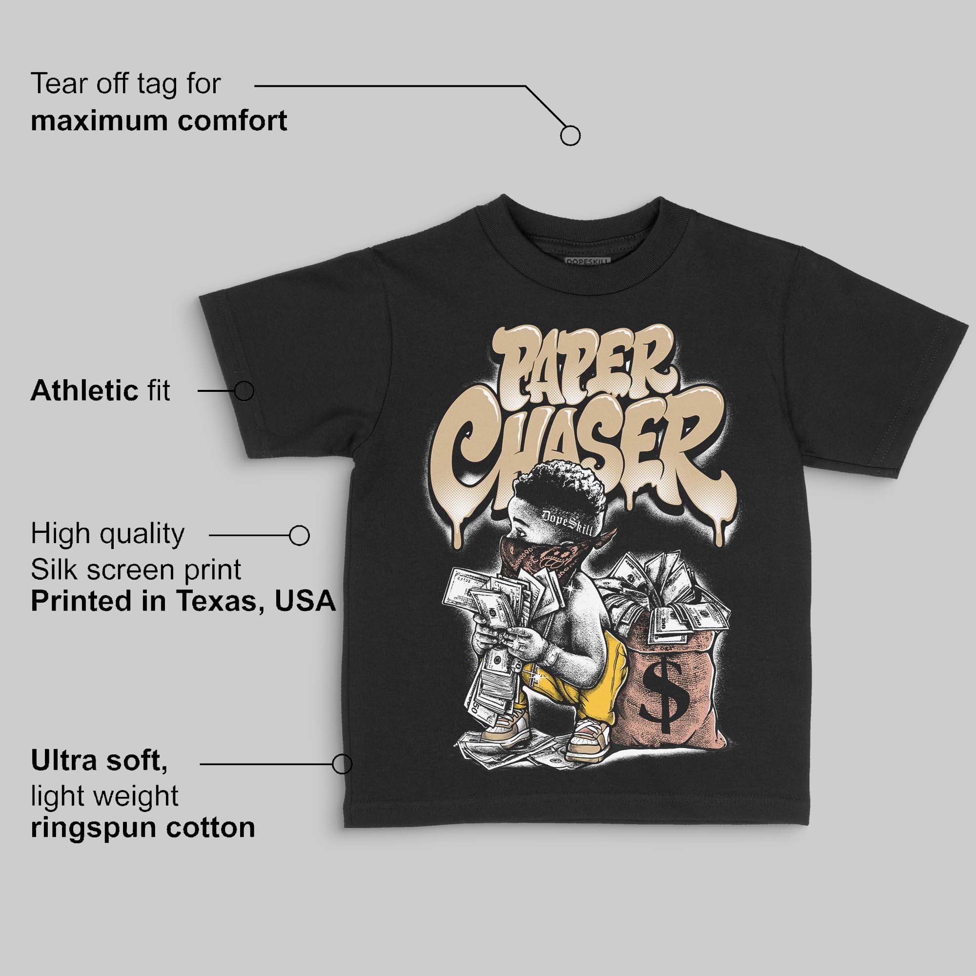 TAN 'Paper Chaser Boy' DopeSkill Graphic Toddler Kids T-shirt - Image 3