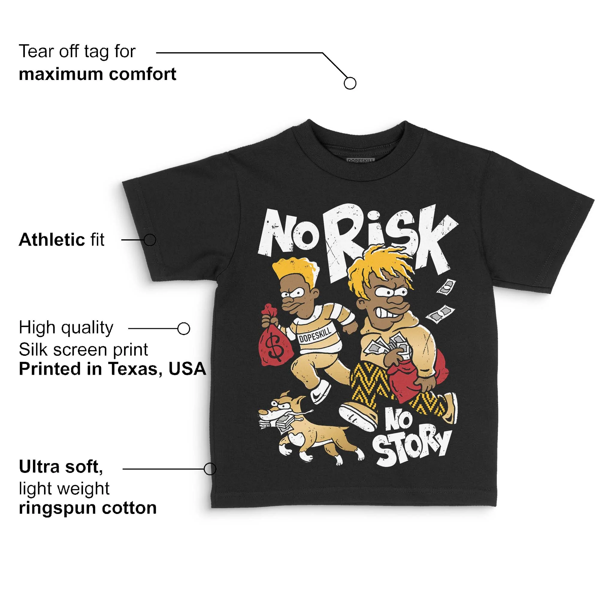 Taxi 12s 2025 DopeSkill Toddler Kids T-shirt No Risk No Story Graphic - Image 3