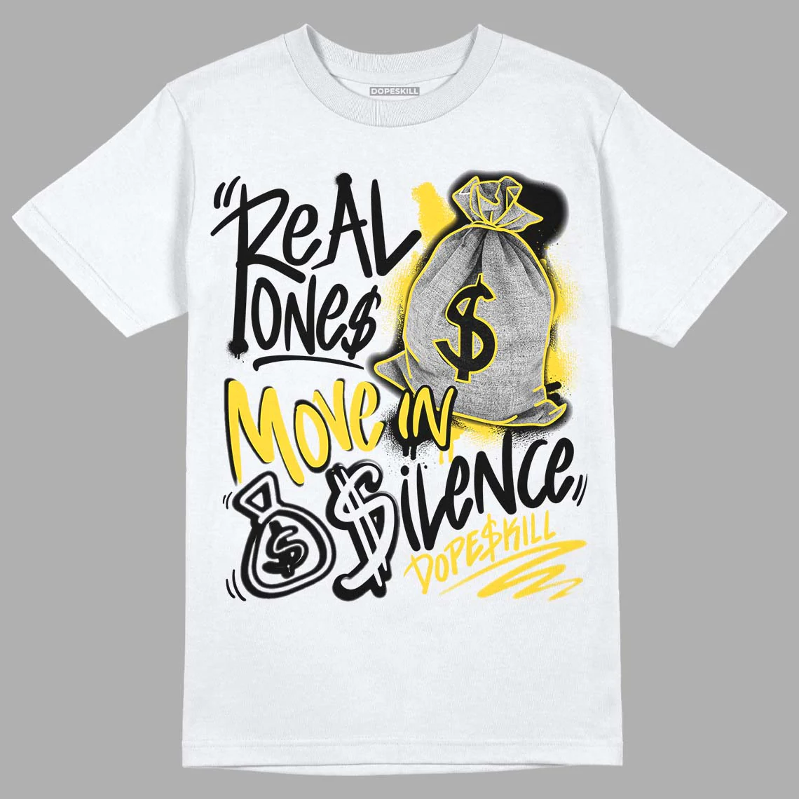 Black Tour Yellow AJ 4 Thunder DopeSkill T-Shirt Real Ones Move In Silence Graphic - Image 2