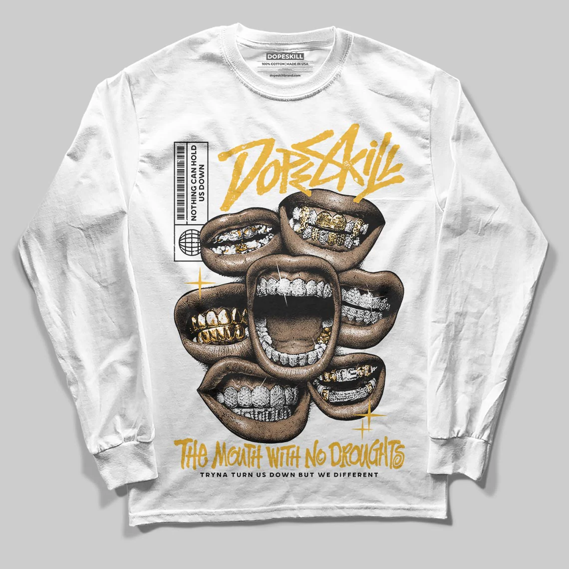 Tokyo 5s DopeSkill Long Sleeve T-Shirt The Mouth With No Droughts Graphic - Image 2