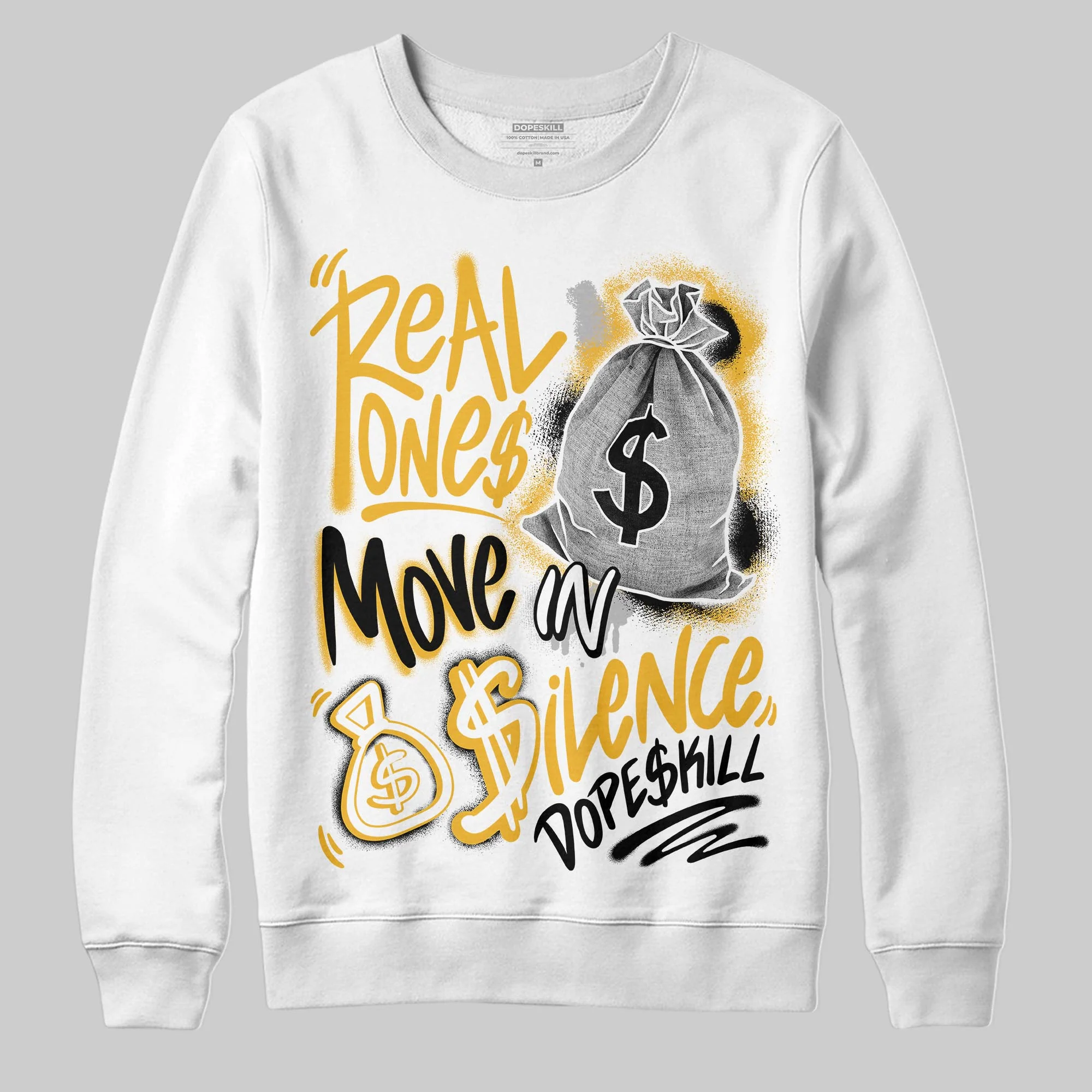 Tokyo 5s DopeSkill Sweatshirt Real Ones Move In Silence Graphic - Image 2