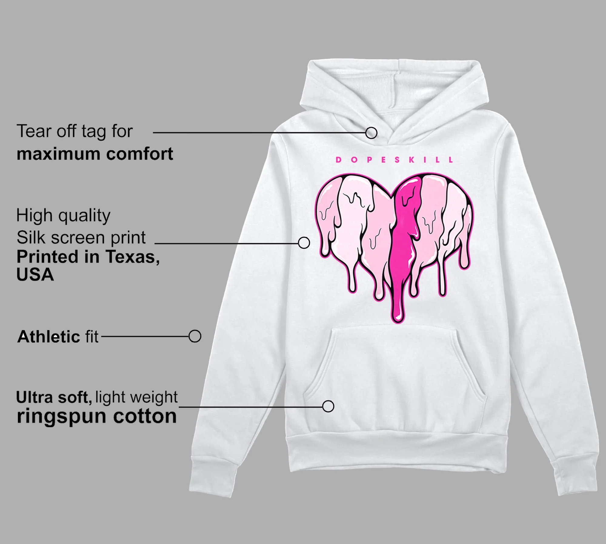 Triple Pink Dunk Low DopeSkill Hoodie Sweatshirt Slime Drip Heart Graphic - Image 3