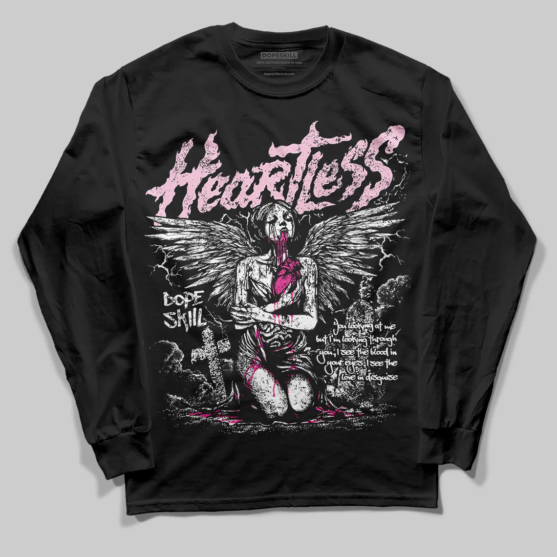 Triple Pink Dunk DopeSkill Long Sleeve T-Shirt Heartless Graphic - Image 2