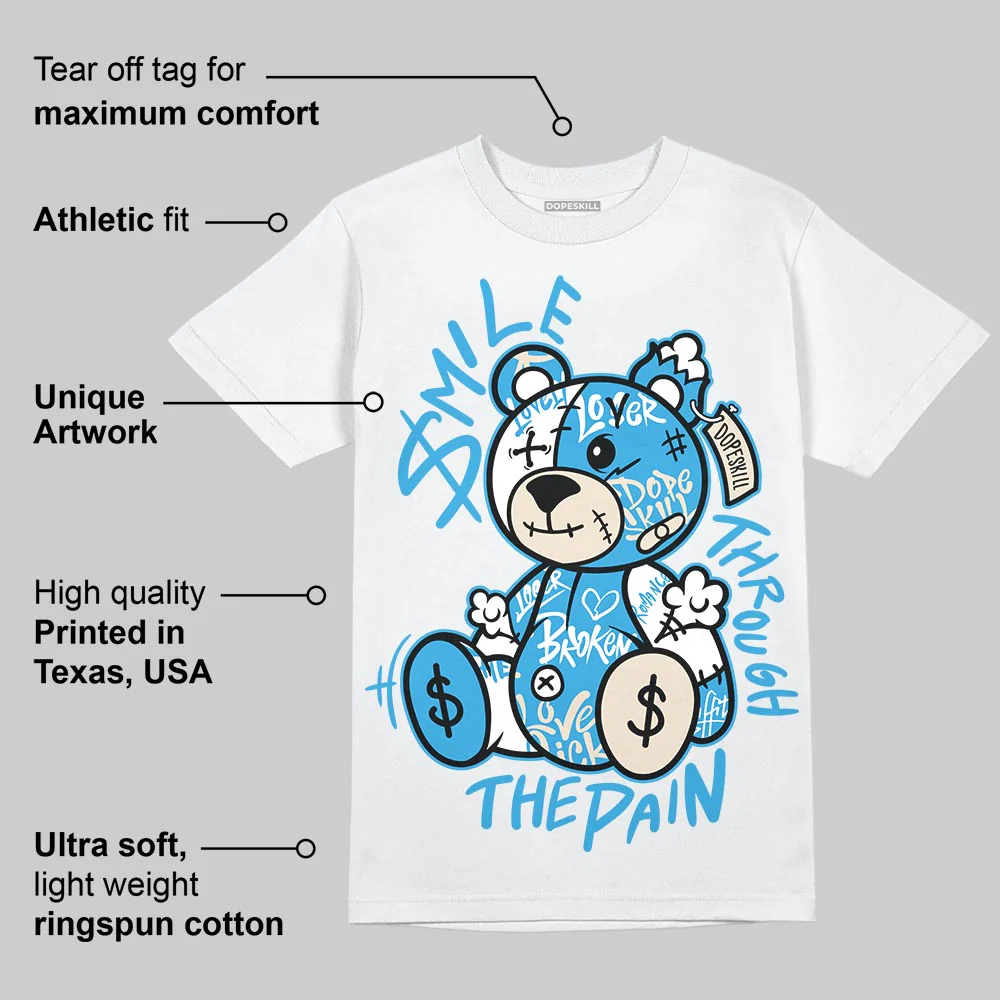 UNC Reimagined 1s DopeSkill T-Shirt Smile Through The Pain Graphic - Image 3