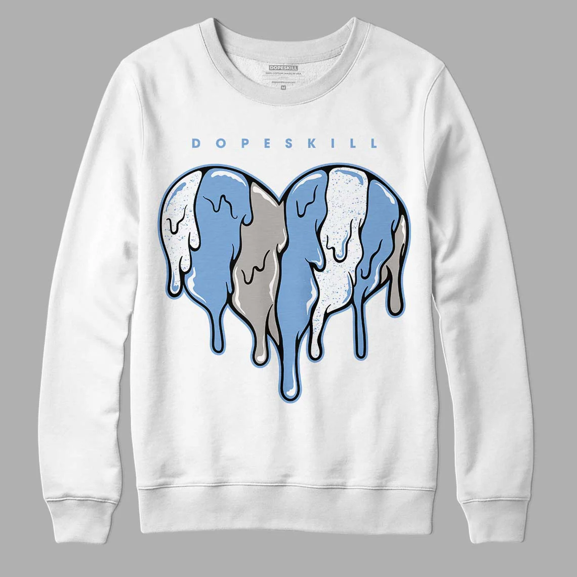 University Blue 5s DopeSkill Sweatshirt Slime Drip Heart Graphic