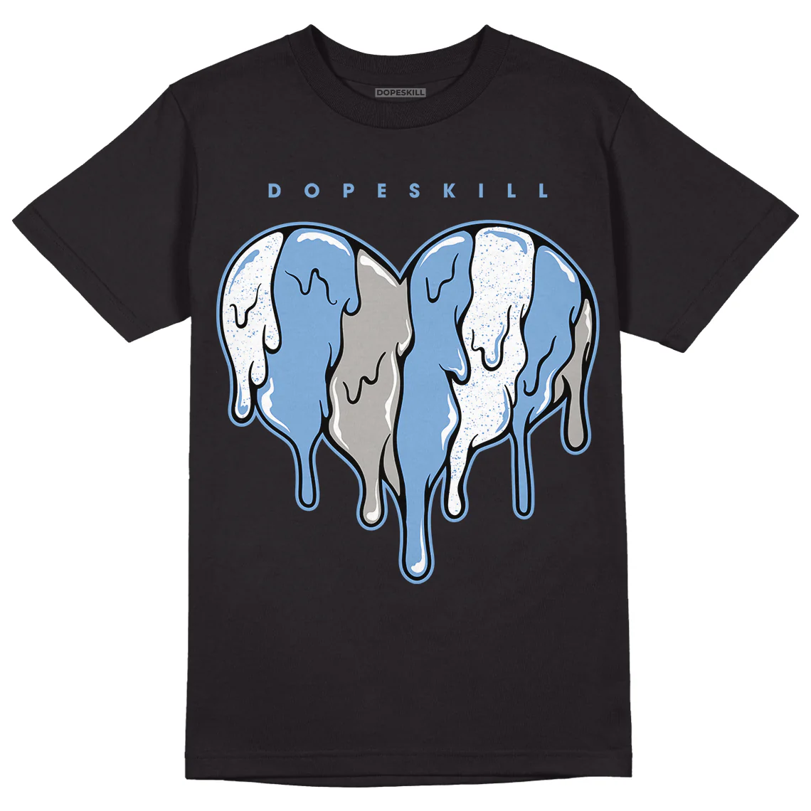 University Blue 5s DopeSkill T-Shirt Slime Drip Heart Graphic - Image 2