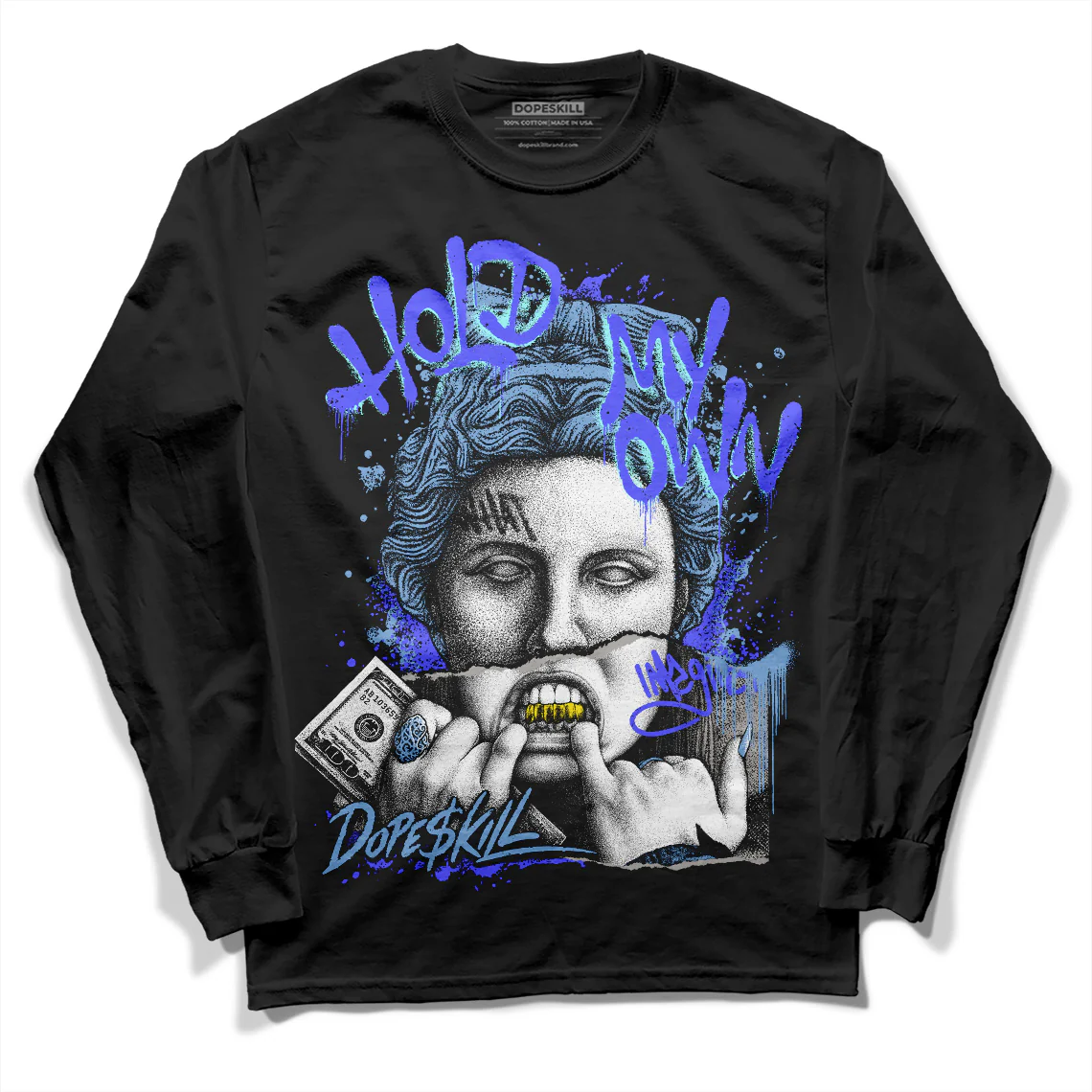 University Blue Collection DopeSkill Long Sleeve T-Shirt Hold My Own Graphic - Image 2