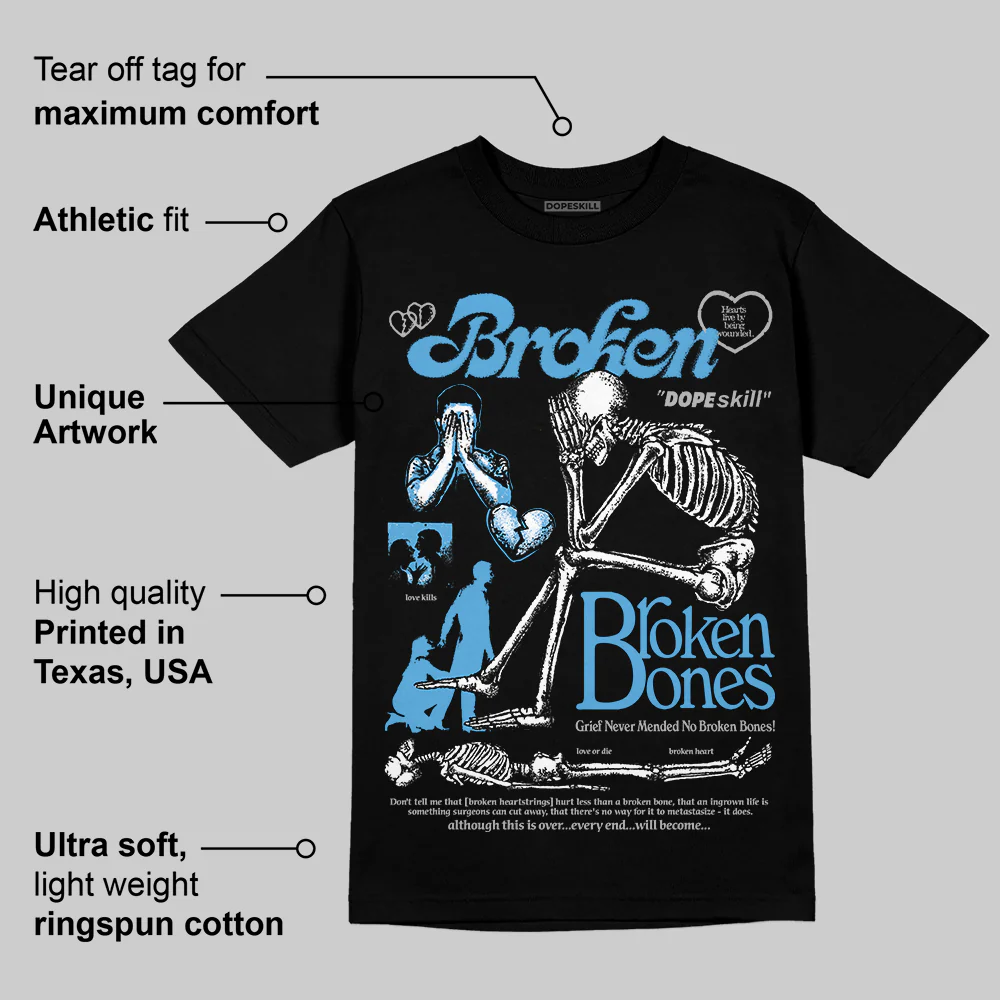 University Blue 14s DopeSkill T-Shirt Broken Bones Graphic - Image 3