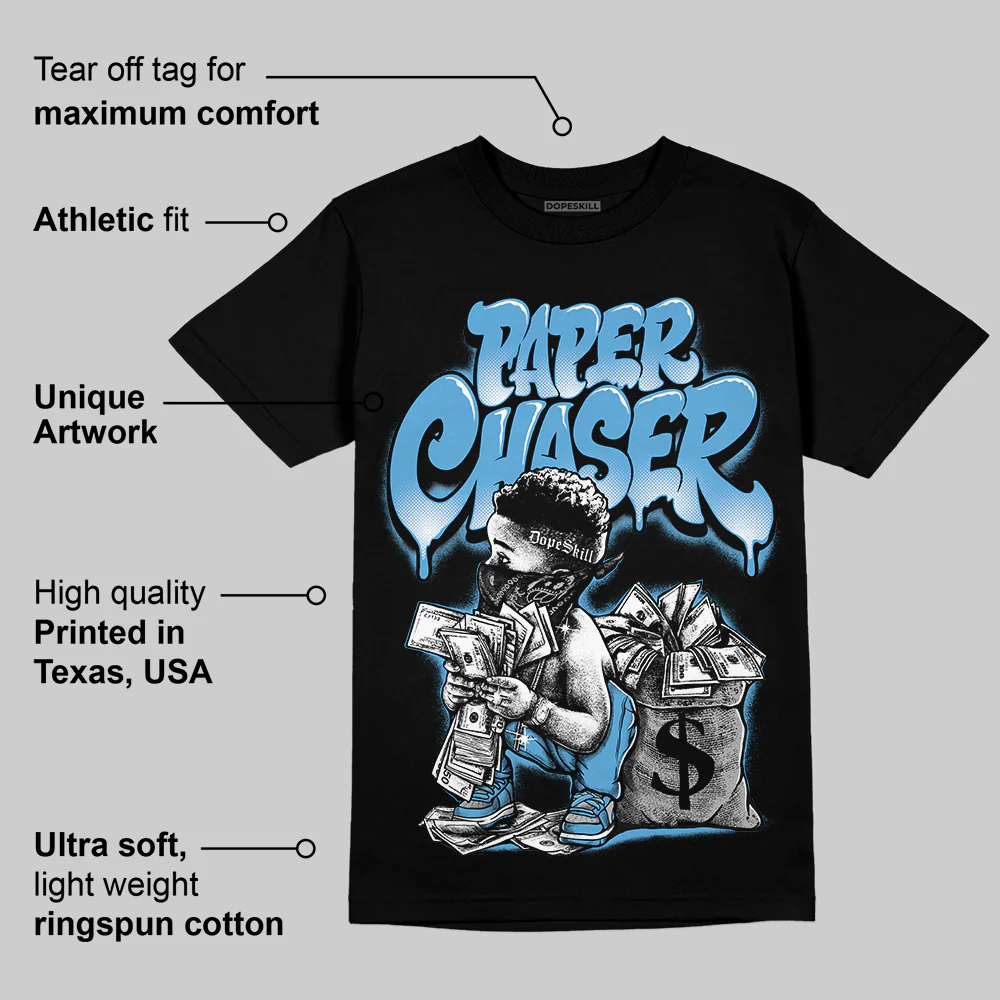 University Blue 14s DopeSkill T-Shirt Paper Chaser Boy Graphic - Image 3