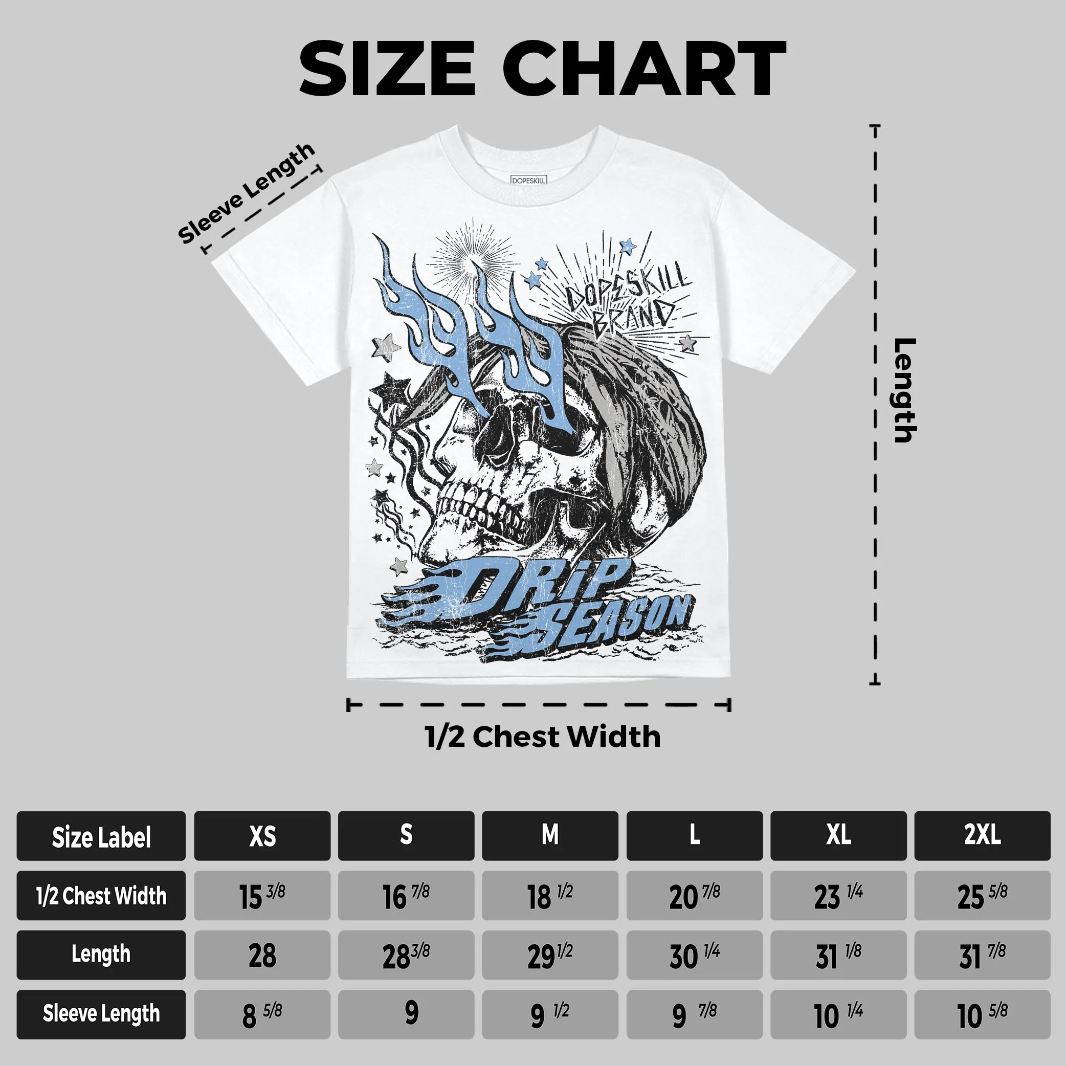 University Blue 5s DopeSkill Oversize Print T-Shirt Drip Season Graphic - Image 2