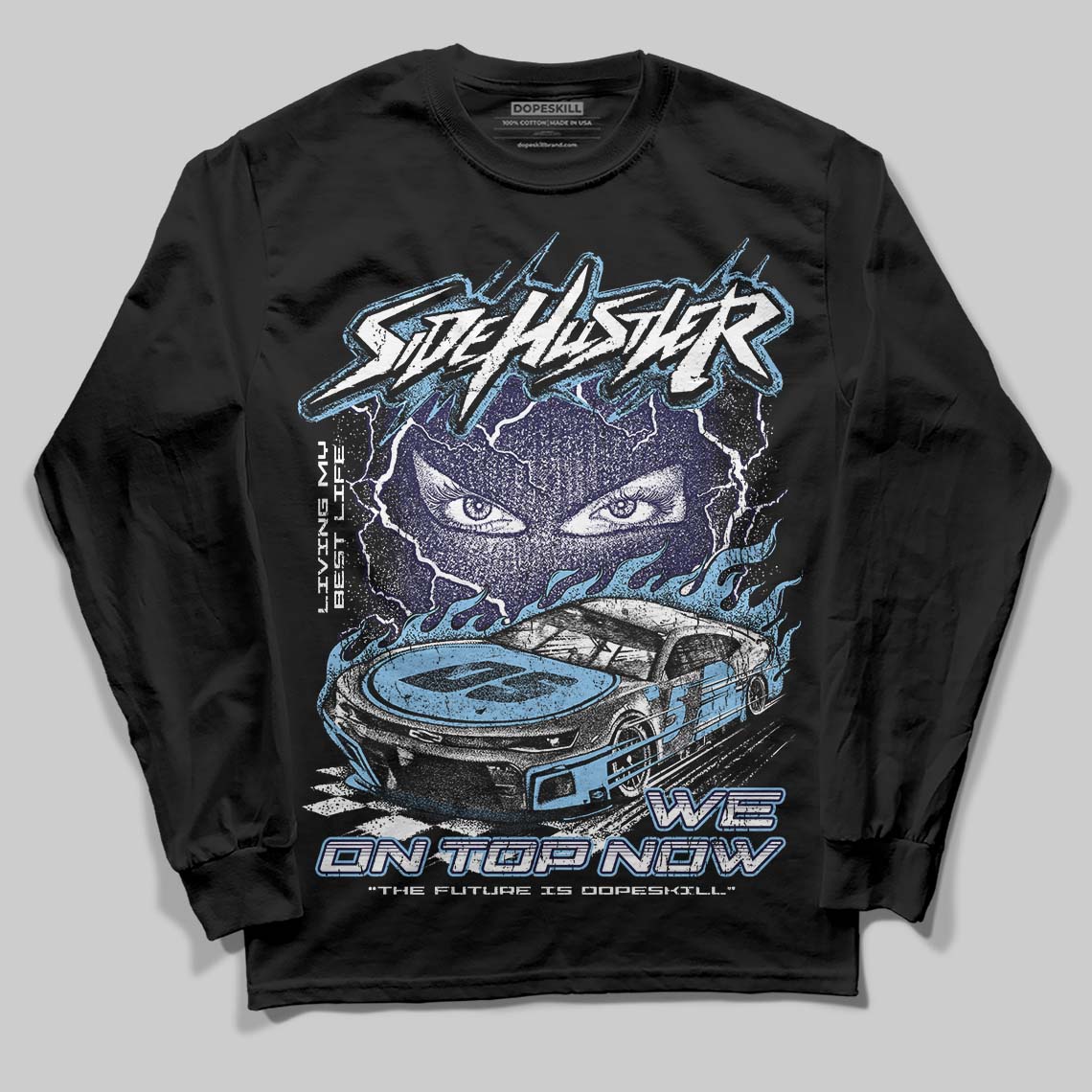 University Blue Collection DopeSkill Long Sleeve T-Shirt New Side Hustler Graphic - Image 2