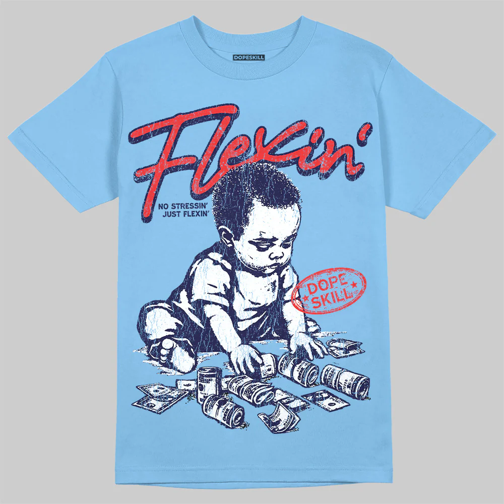 University Blue Collection DopeSkill T-Shirt Flexin' Graphic - Image 3