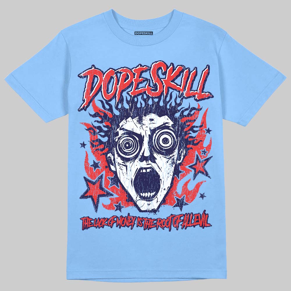 University Blue Collection DopeSkill T-Shirt Root of Evil Graphic - Image 3