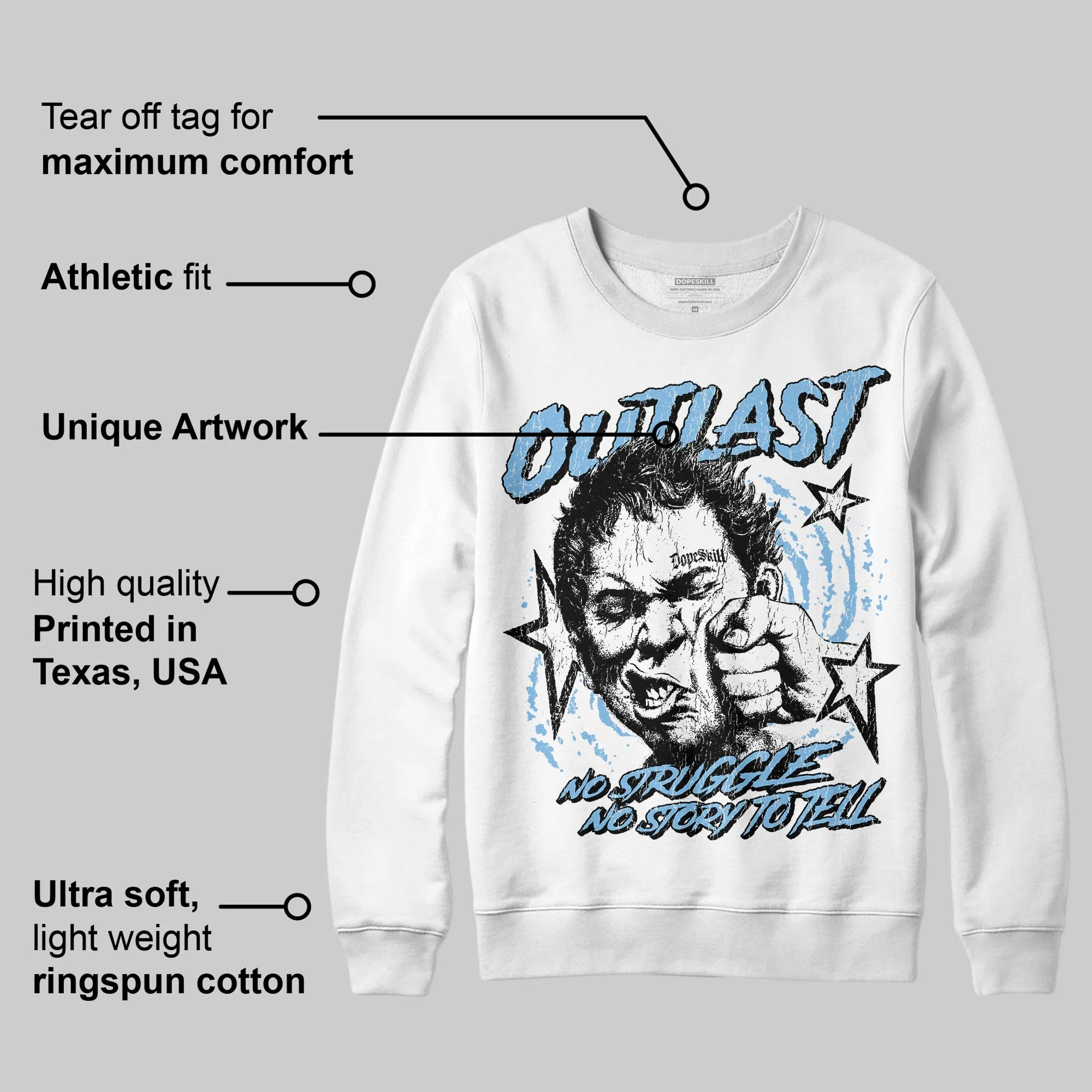 University Blue 'Outlast' DopeSkill Graphic Sweatshirt - Image 3