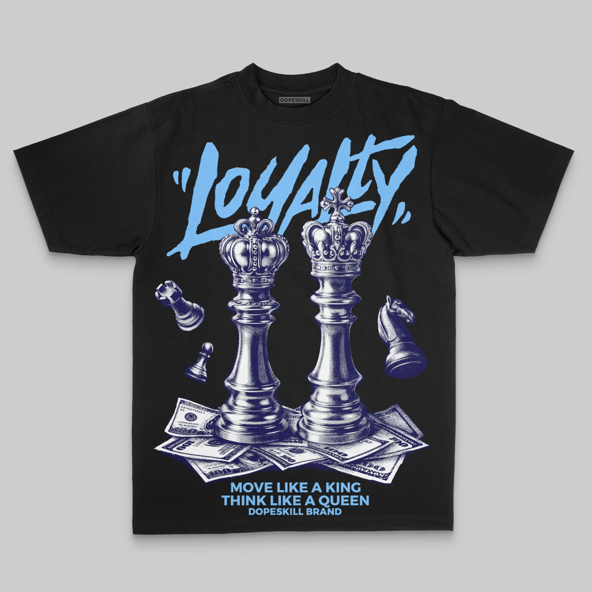 University Blue Oversize Print 'Loyalty' DopeSkill Graphic T-shirt - Image 2