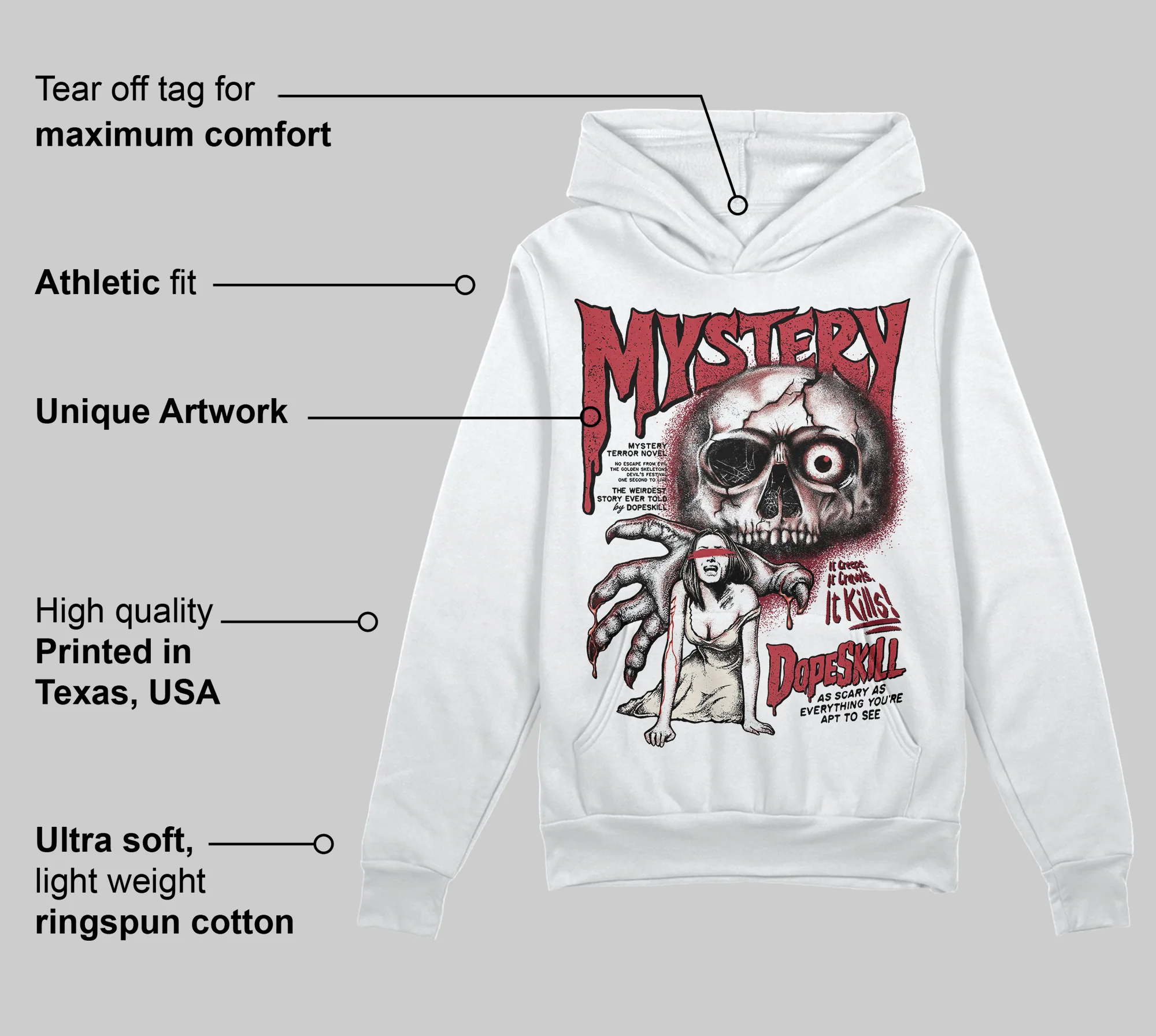 Valentine’s Day 4s DopeSkill Hoodie Sweatshirt Mystery Ghostly Grasp Graphic - Image 3