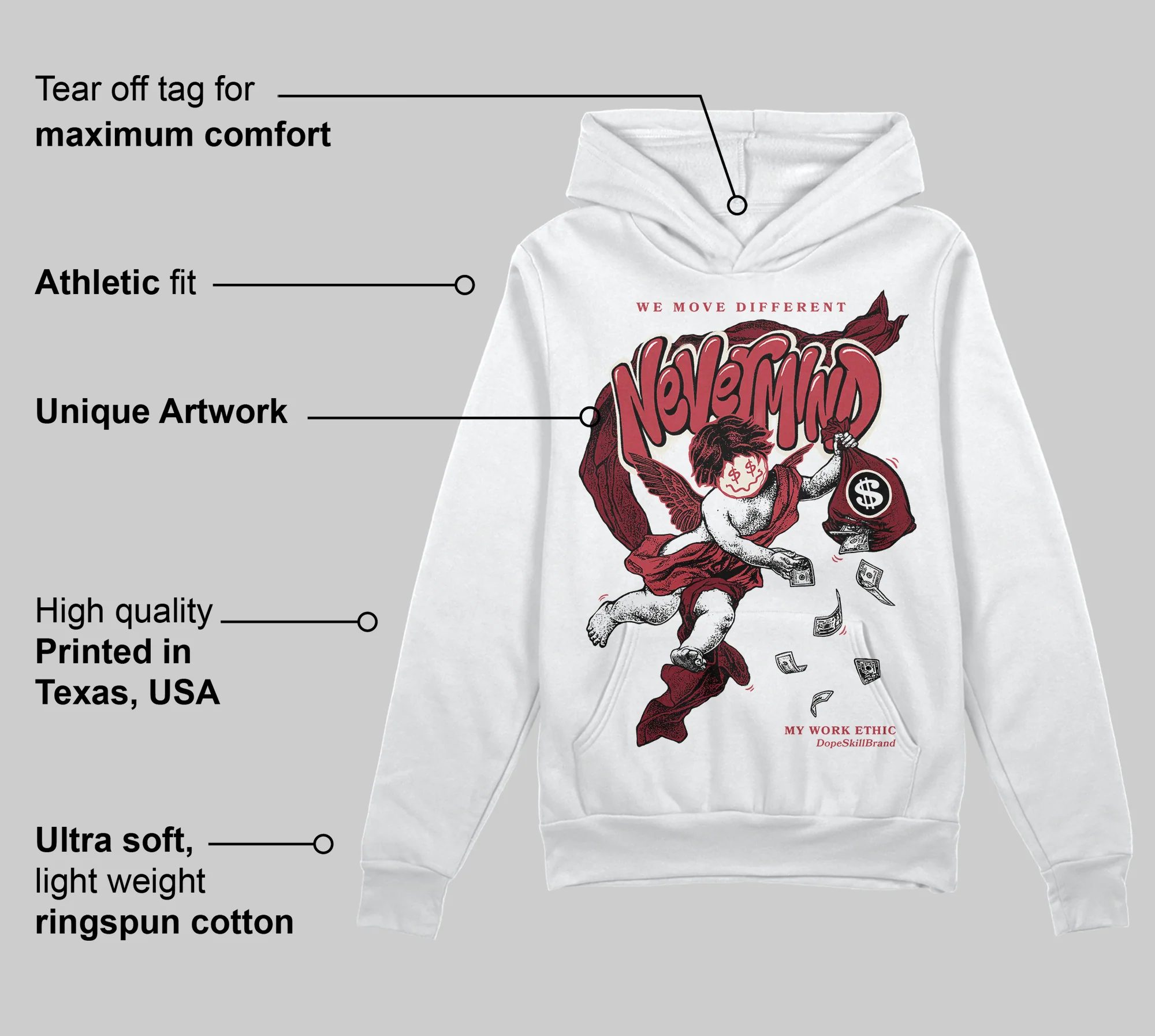 Valentine’s Day 4s DopeSkill Hoodie Sweatshirt Nevermind Graphic - Image 3