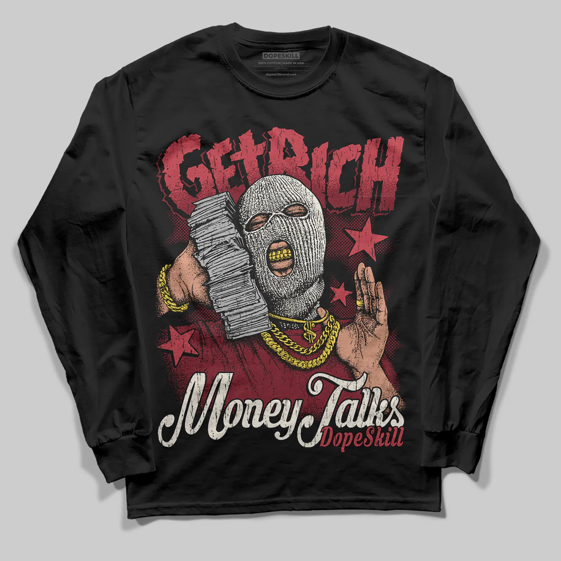 Valentine’s Day 4s DopeSkill Long Sleeve T-Shirt Get Rich Graphic - Image 2