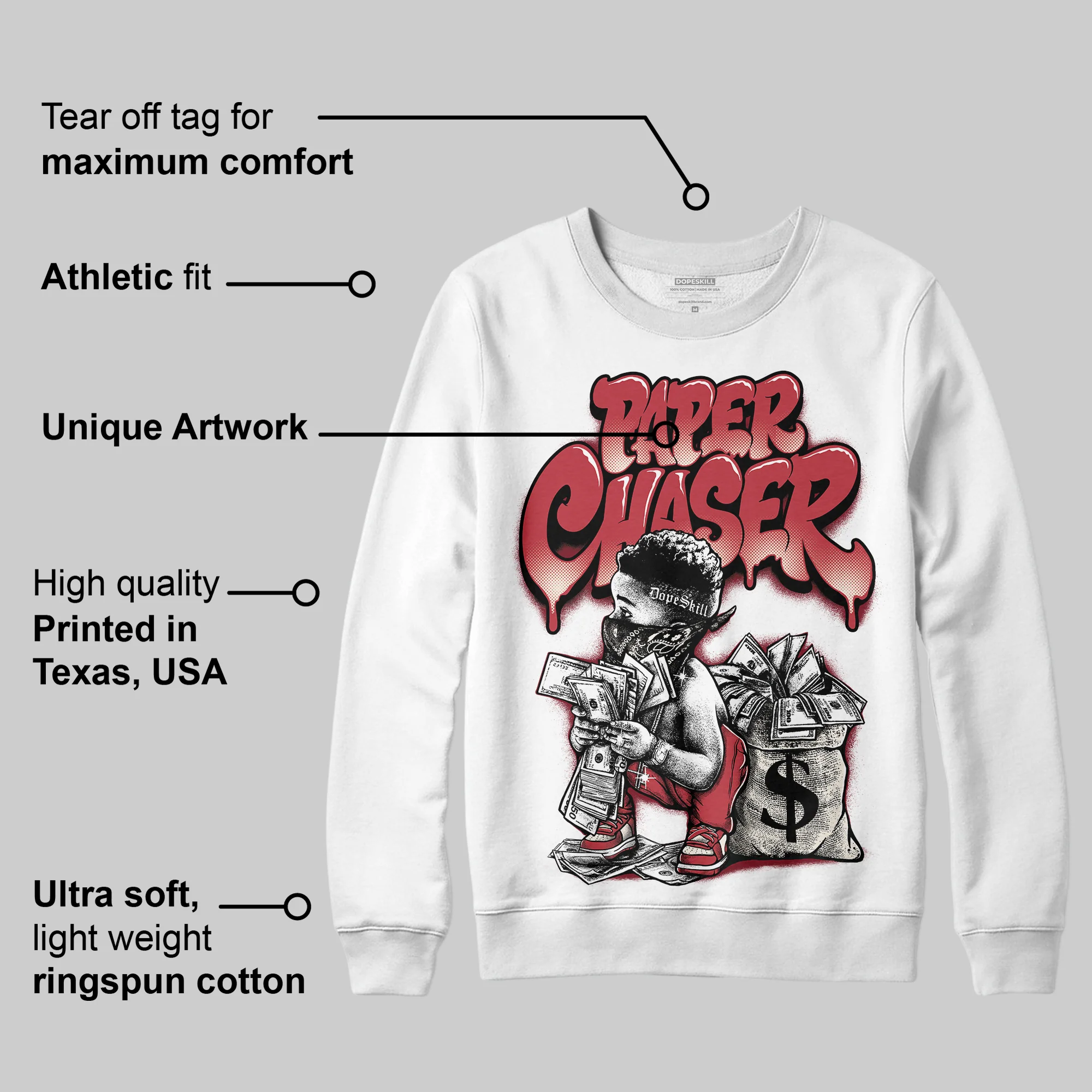 Valentine’s Day 4s DopeSkill Sweatshirt Paper Chaser Boy Graphic - Image 3