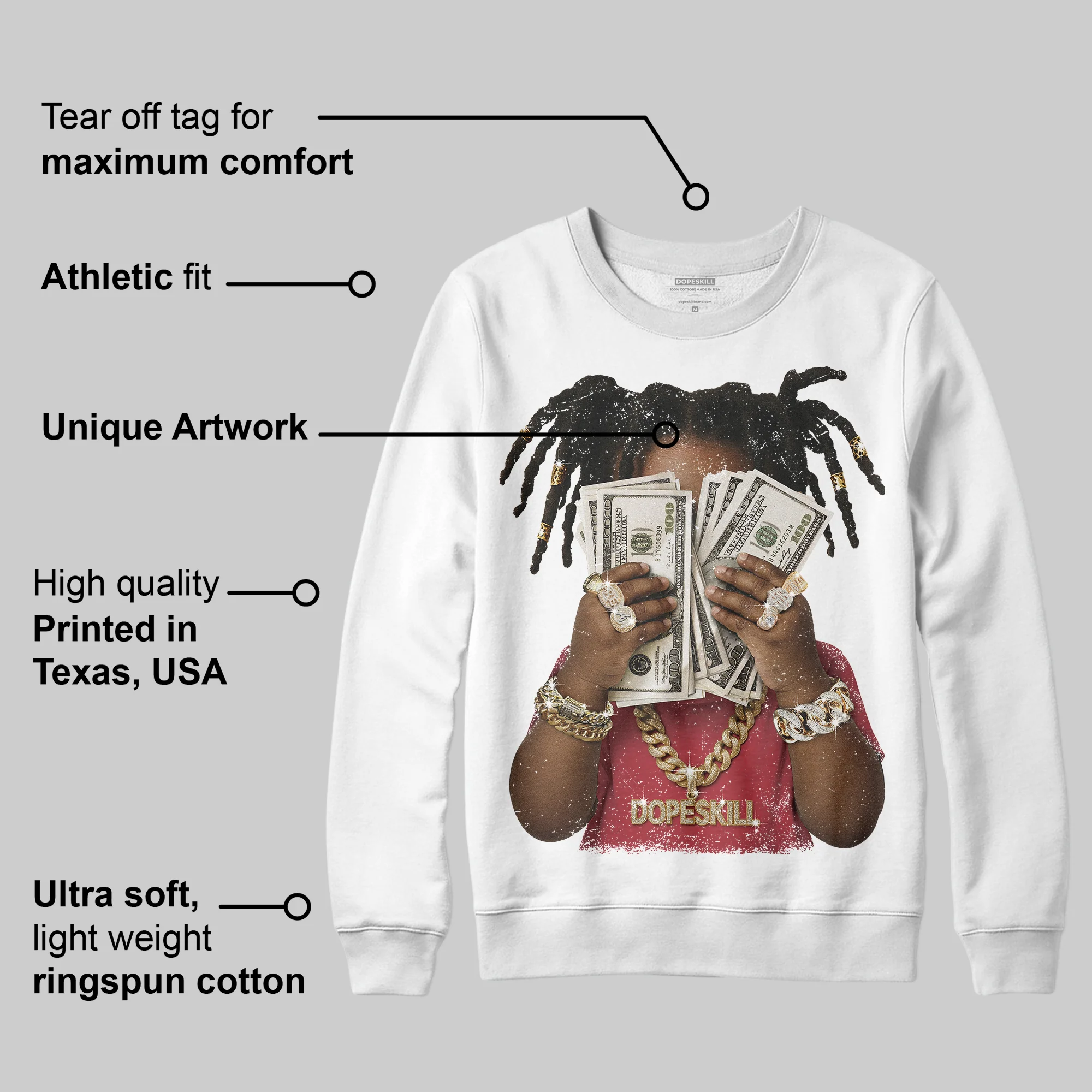 Valentine’s Day 4s DopeSkill Sweatshirt Rich Youth Graphic - Image 3
