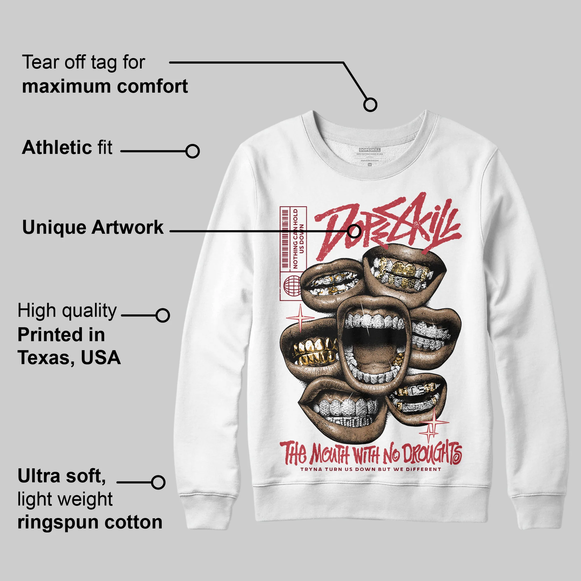 Valentine’s Day 4s DopeSkill Sweatshirt The Mouth With No Droughts Graphic - Image 3