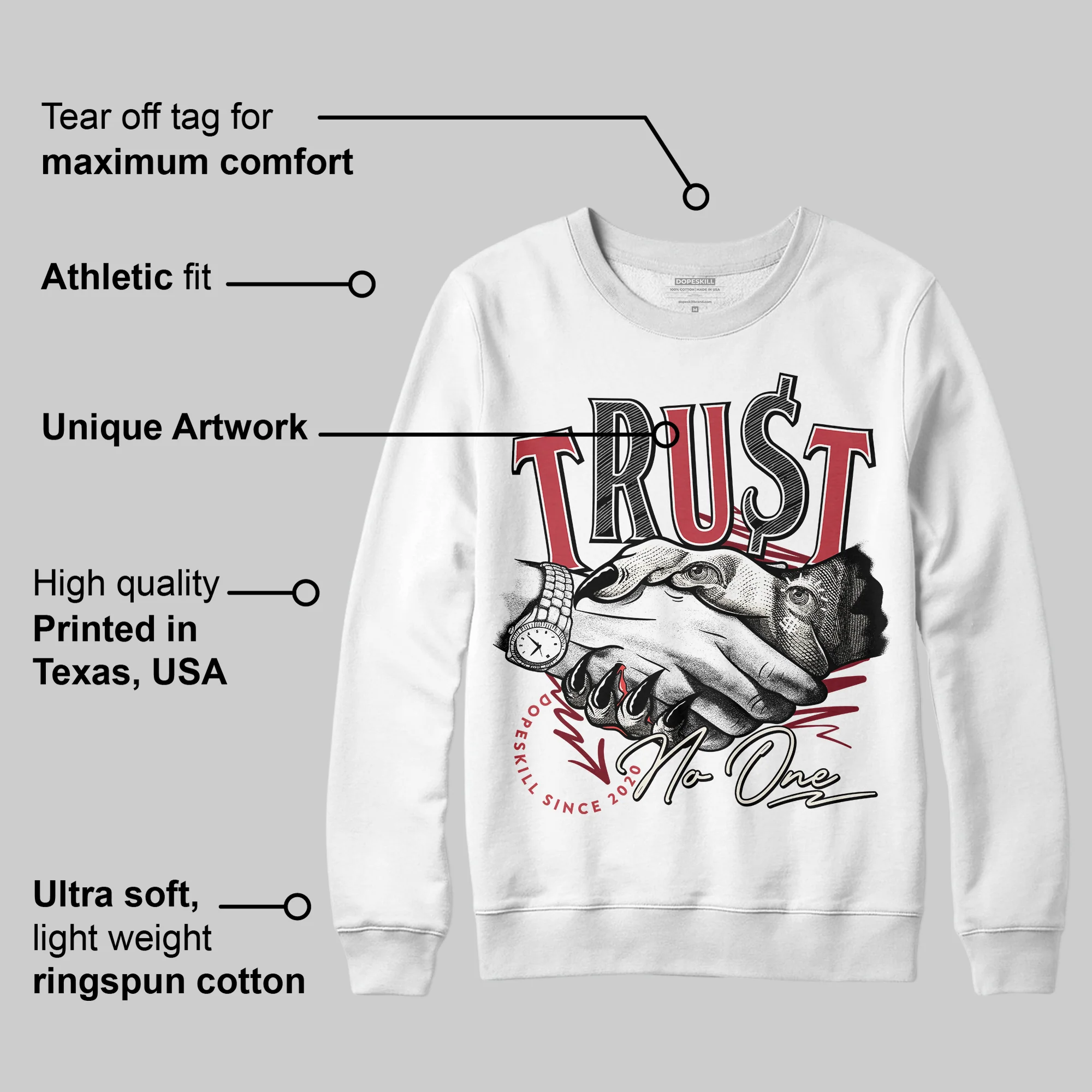 Valentine’s Day 4s DopeSkill Sweatshirt Trust No One Graphic - Image 3