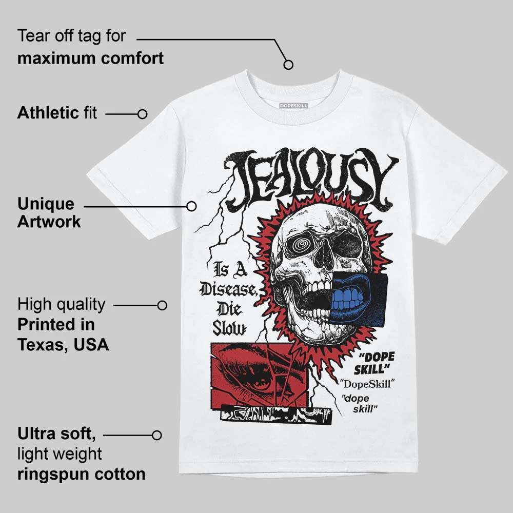 “Varsity Red/Sport Royal” 1s DopeSkill T-Shirt Jealousy Graphic - Image 3