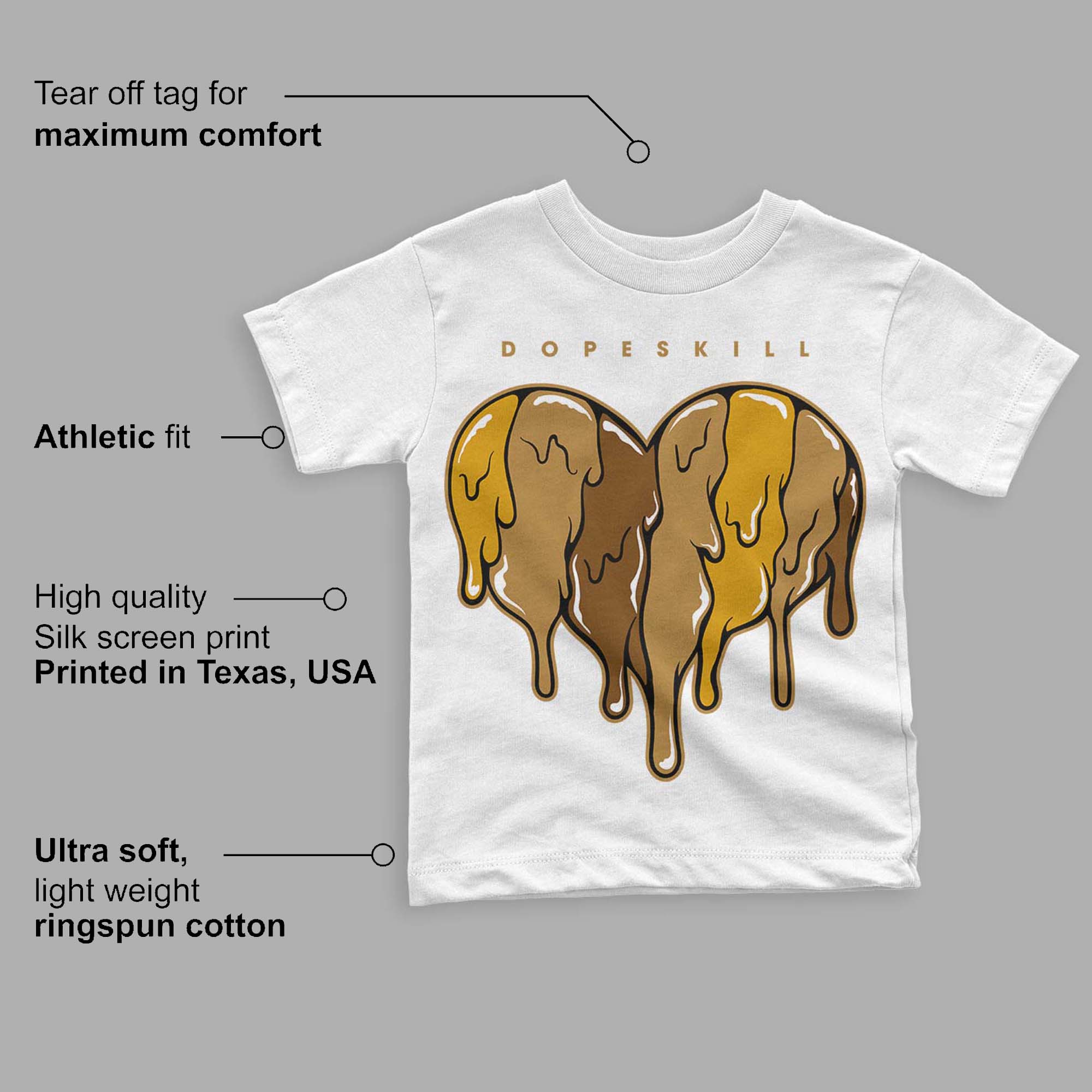Wheat 13s DopeSkill Toddler Kids T-shirt Slime Drip Heart Graphic - Image 3