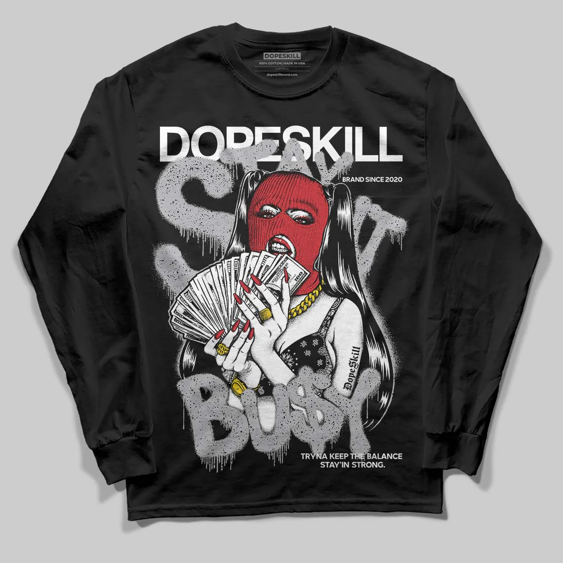 White Cement 4s DopeSkill Long Sleeve T-Shirt Stay It Busy Graphic - Image 2
