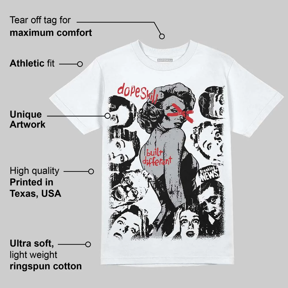 White Cement 4s DopeSkill T-Shirt Built Different Graphic - Image 3