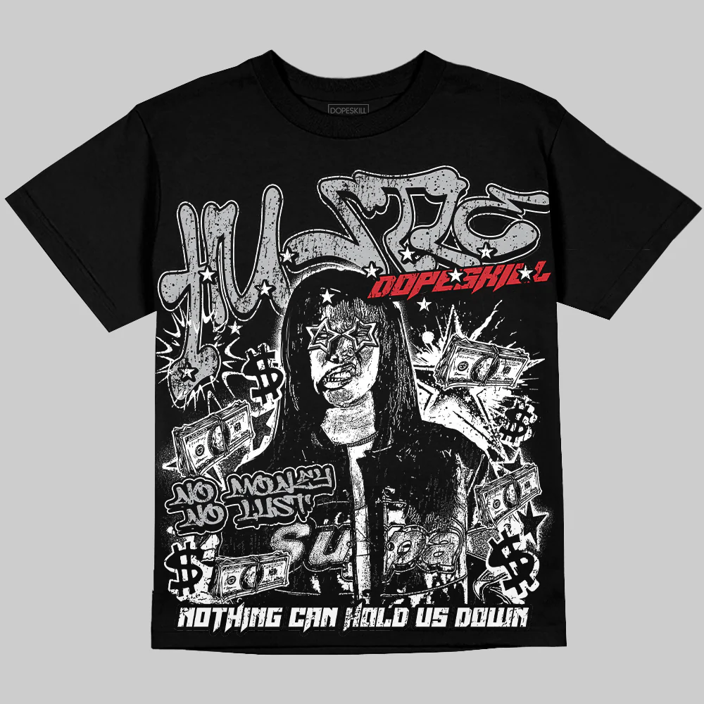 White Cement 4s Oversize Print 'No Money No Lust' DopeSkill Graphic T-shirt - Image 2