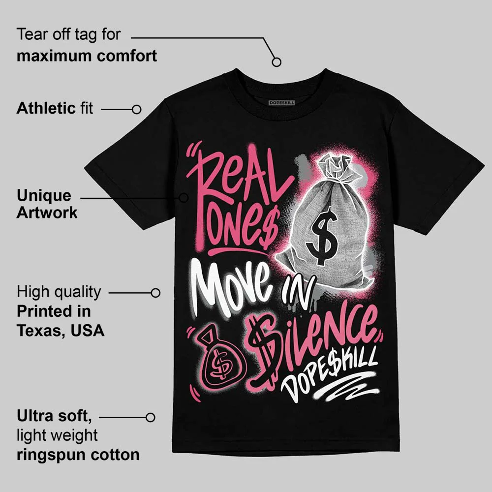 White Fluo Pink DopeSkill T-Shirt Real Ones Move In Silence Graphic - Image 3