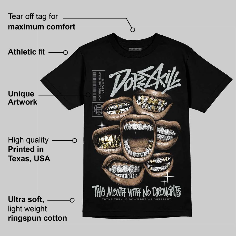 Wolf Grey 12s DopeSkill T-Shirt The Mouth With No Droughts Graphic - Image 3