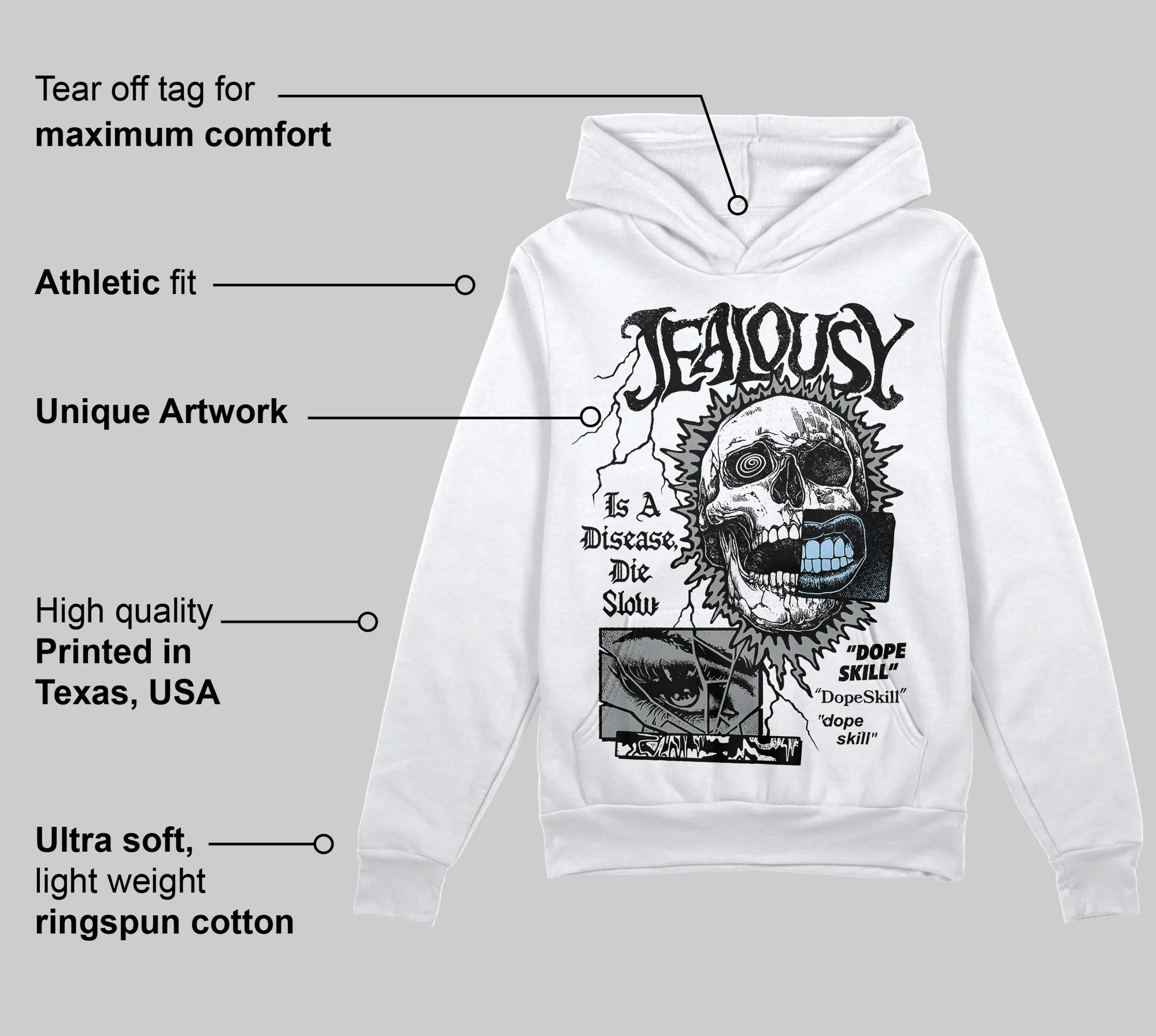 Wolf Grey 5s DopeSkill Hoodie Sweatshirt Jealousy Graphic - Image 5