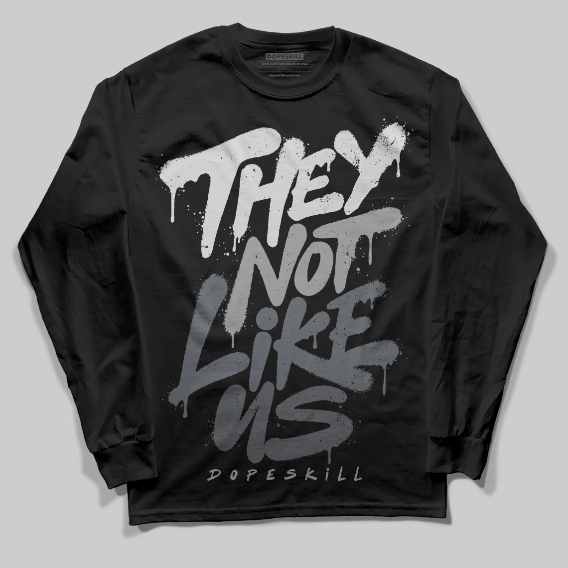 Wolf Grey 5s DopeSkill Long Sleeve T-Shirt They Not Like Us Graphic - Image 2