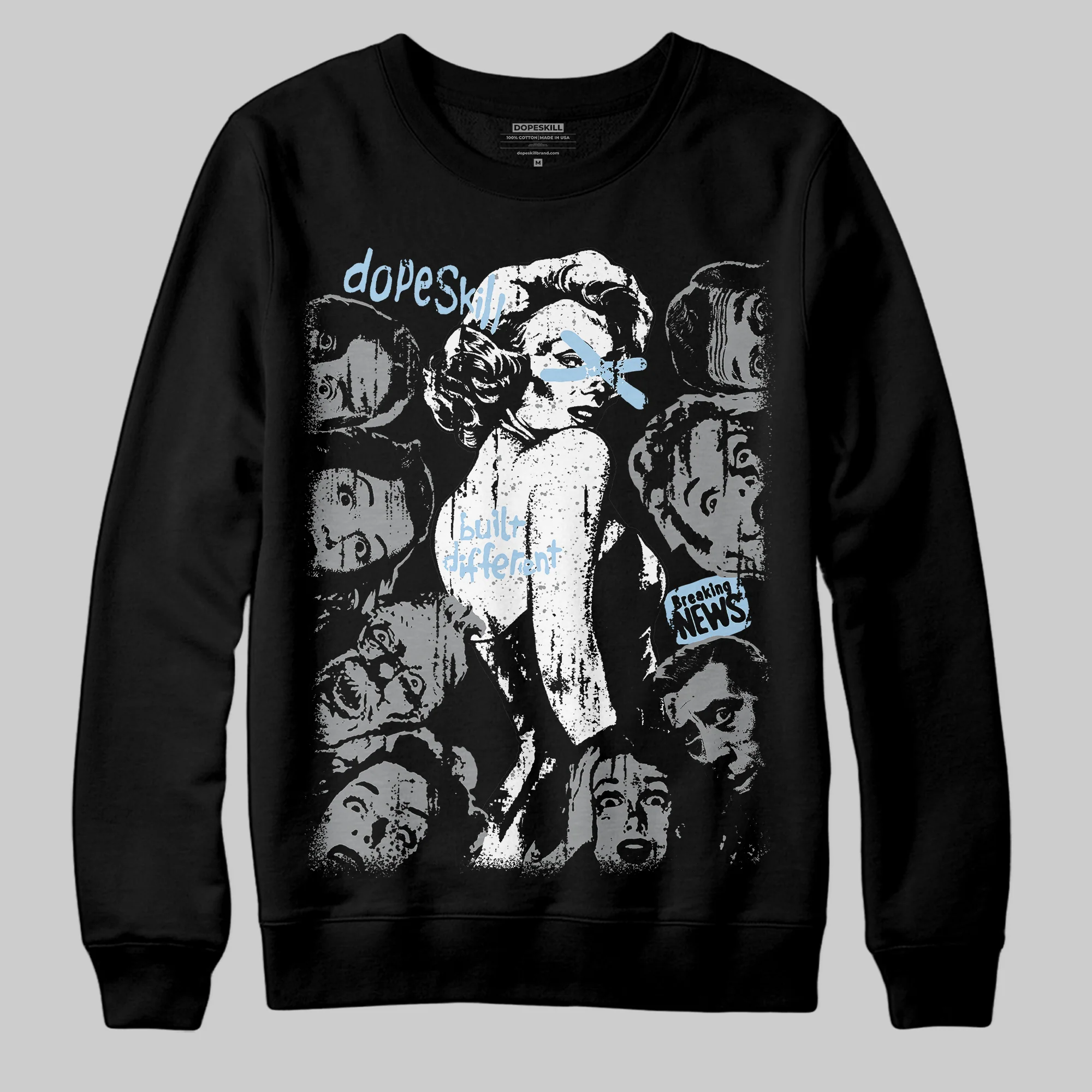 Wolf Grey 5s DopeSkill Sweatshirt Built Different Graphic - Image 2