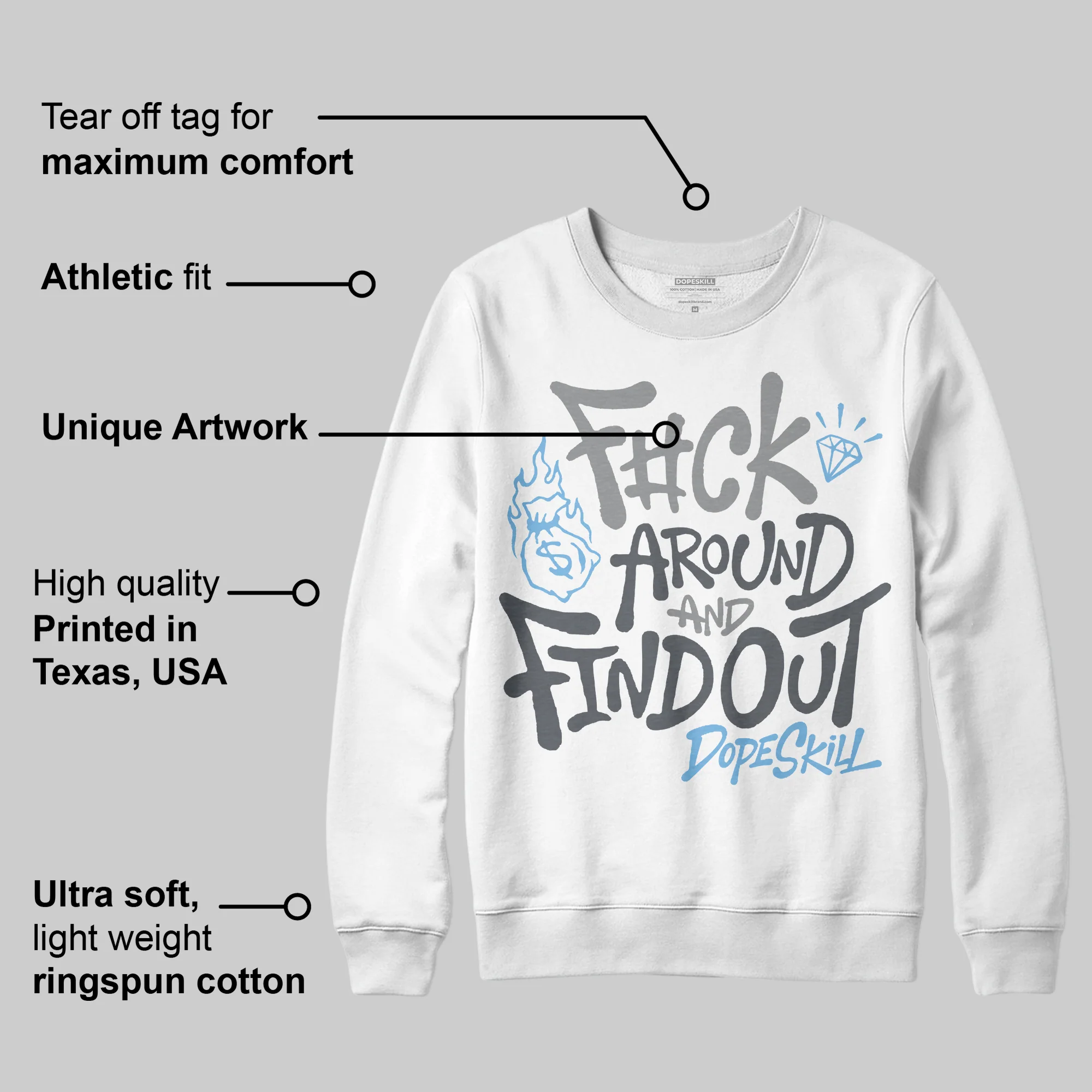 Wolf Grey 5s DopeSkill Sweatshirt F#ck Around And Find Out Graphic - Image 3