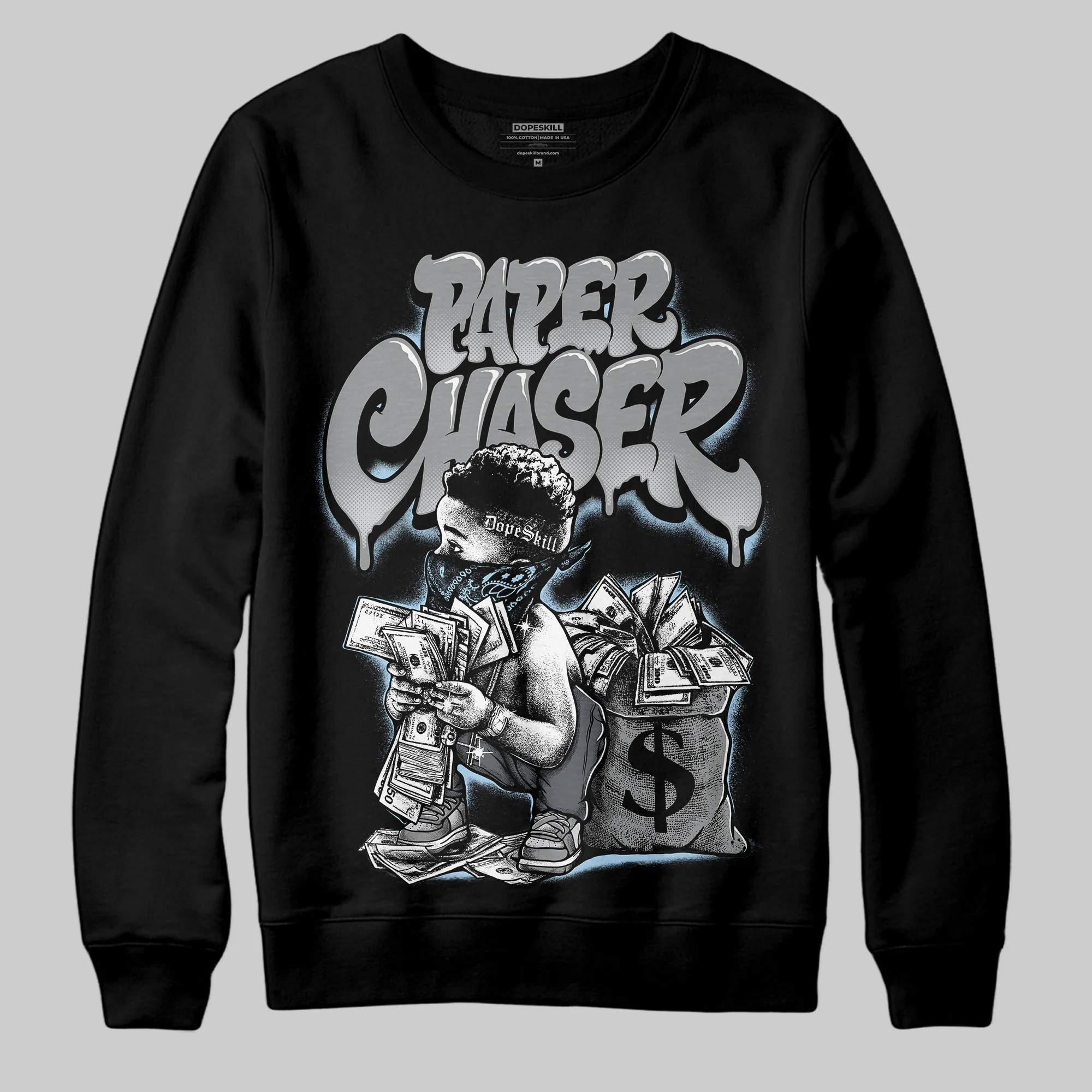 Wolf Grey 5s DopeSkill Sweatshirt Paper Chaser Boy Graphic - Image 2