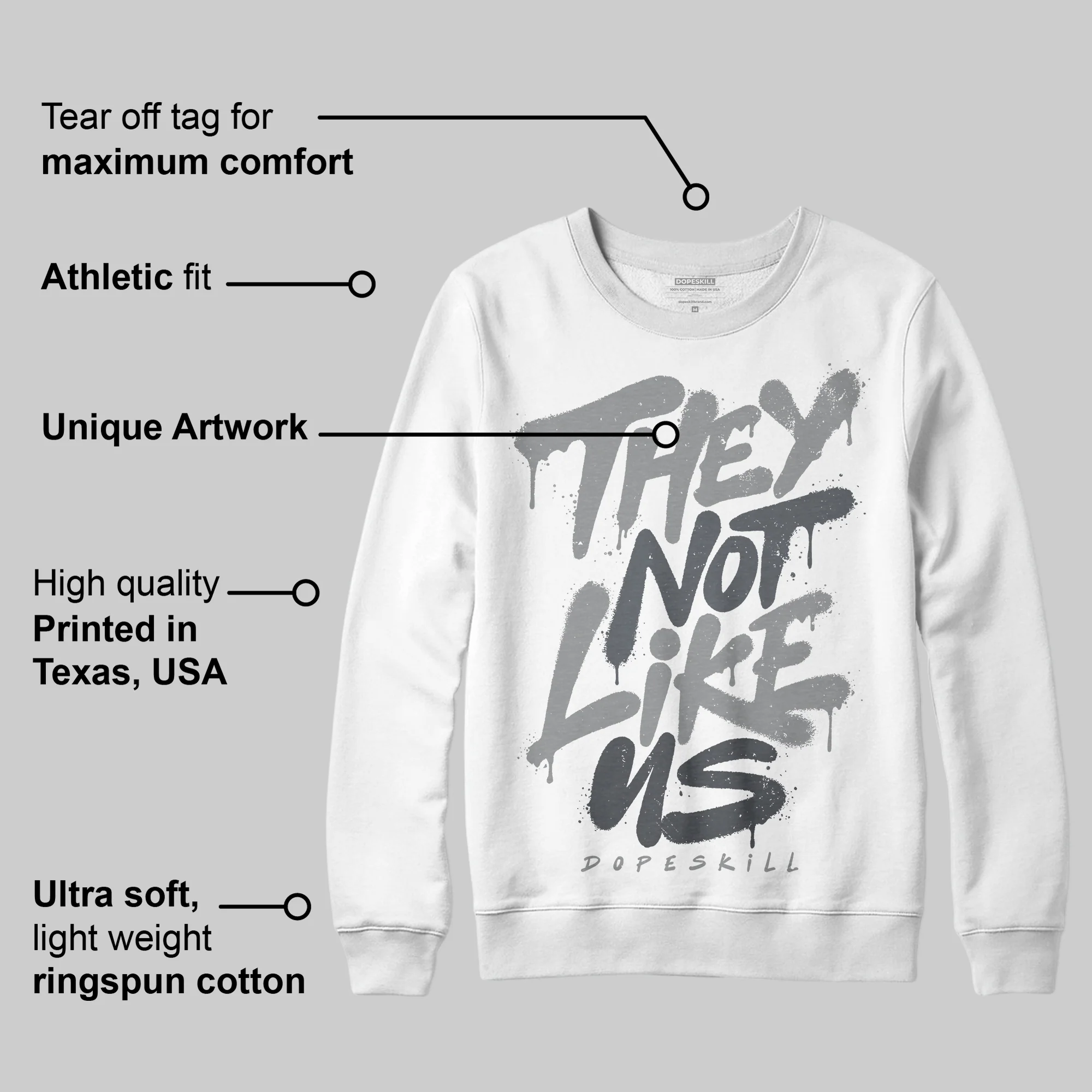 Wolf Grey 5s DopeSkill Sweatshirt They Not Like Us Graphic - Image 3